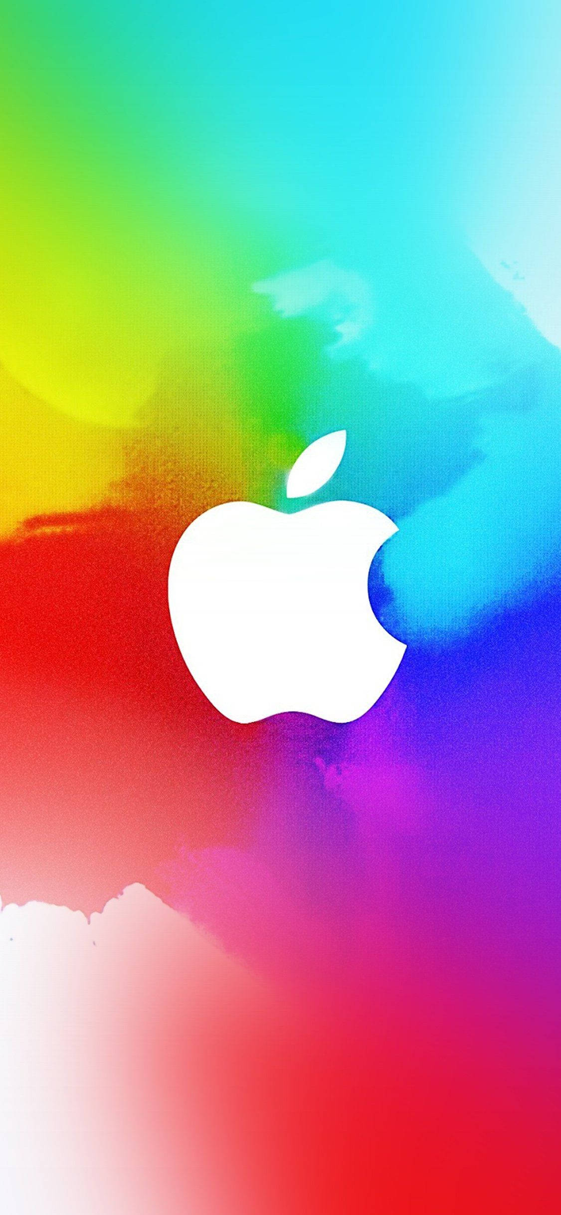 虹色の白いAppleロゴiPhone 壁紙