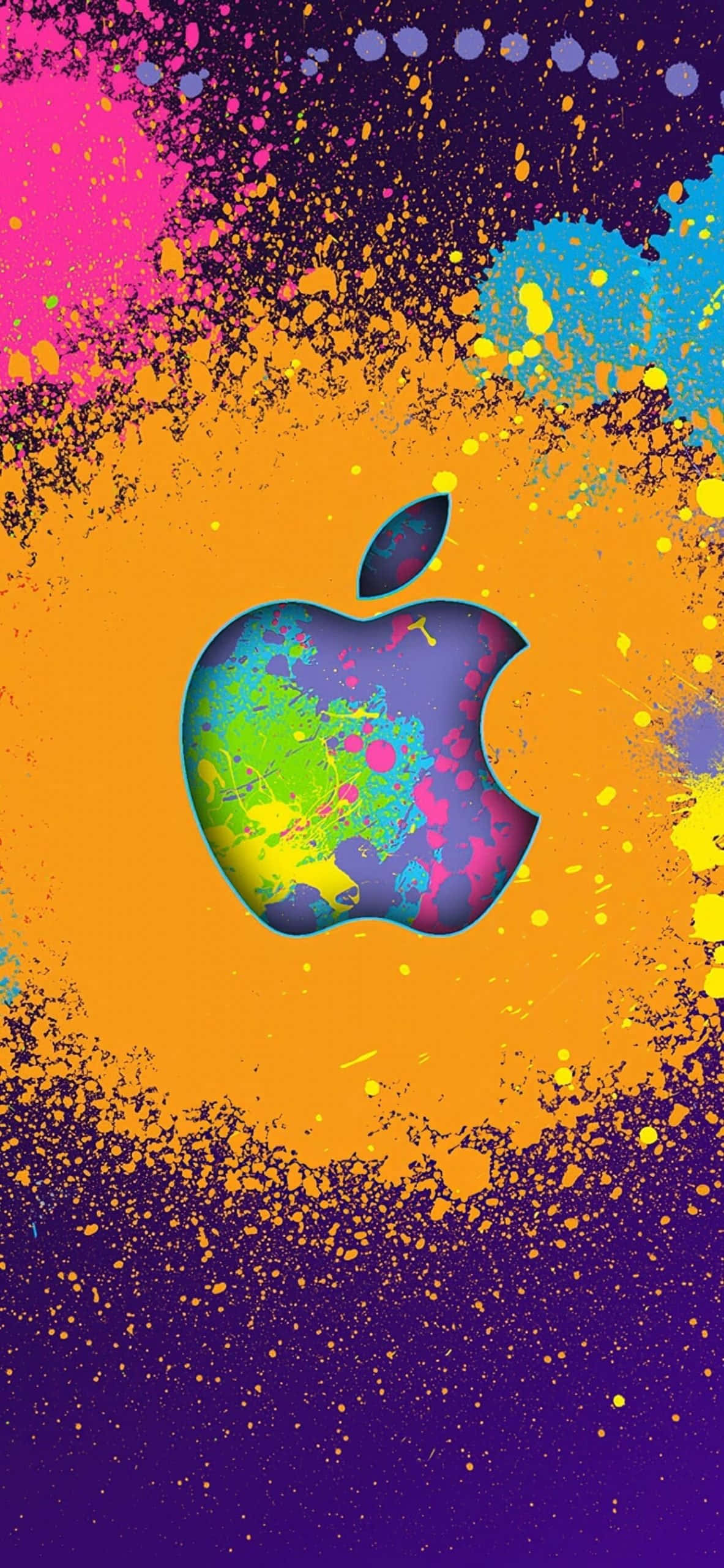 Appleロゴ ペイントスプラッシュ iPhone XS 壁紙