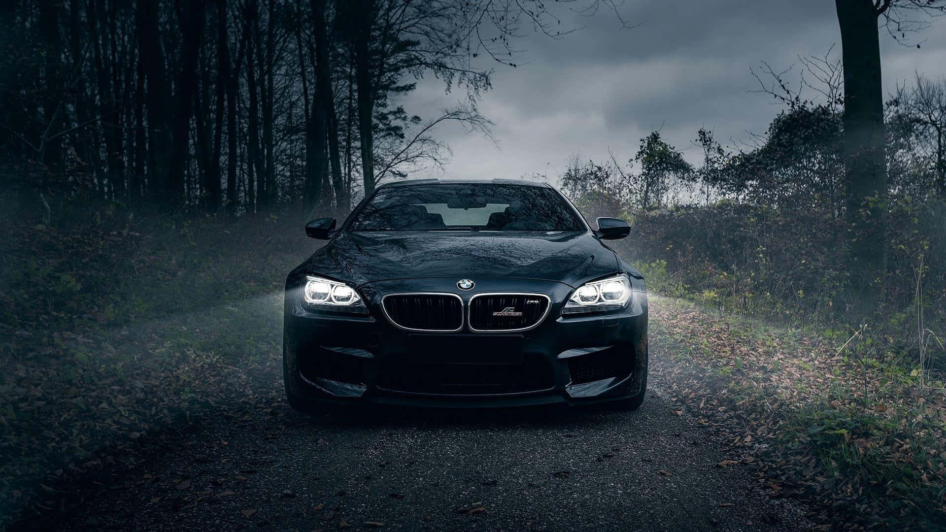 BMW 1920x1080 夜の森を走る 壁紙