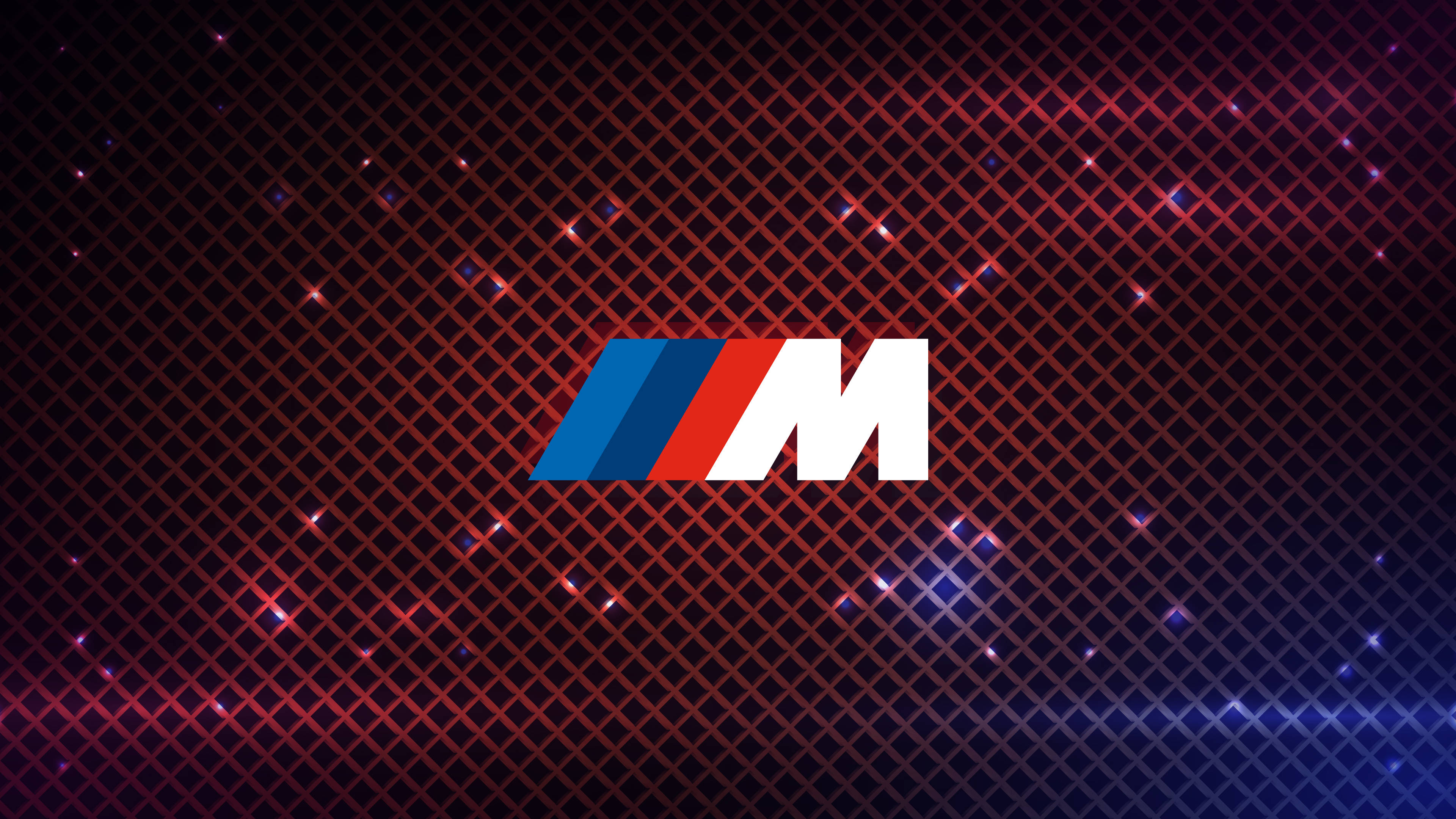 赤い格子模様のBMW Mロゴ 壁紙