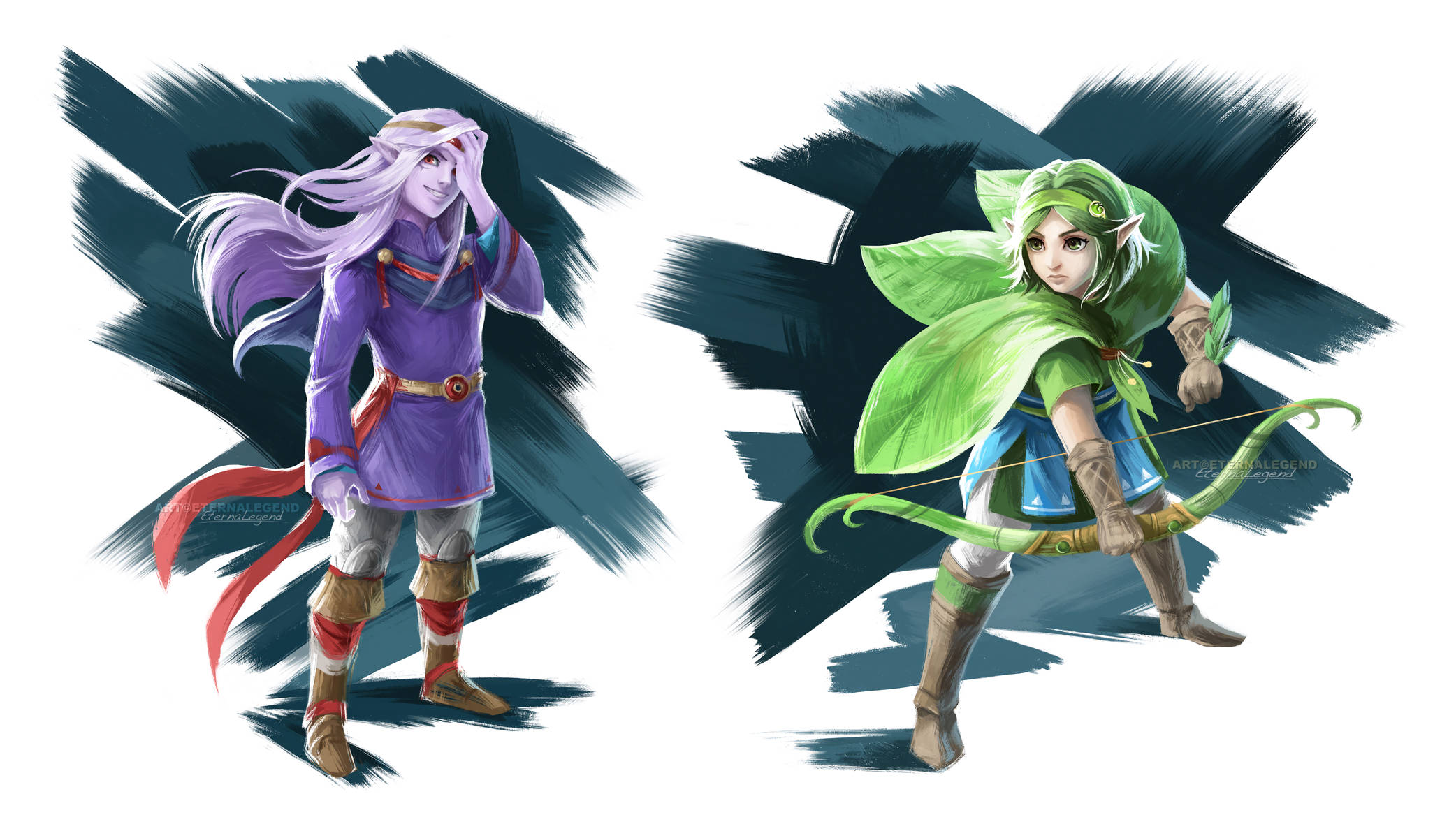 BOTW ヴァーティとサリアのデジタルアート 壁紙