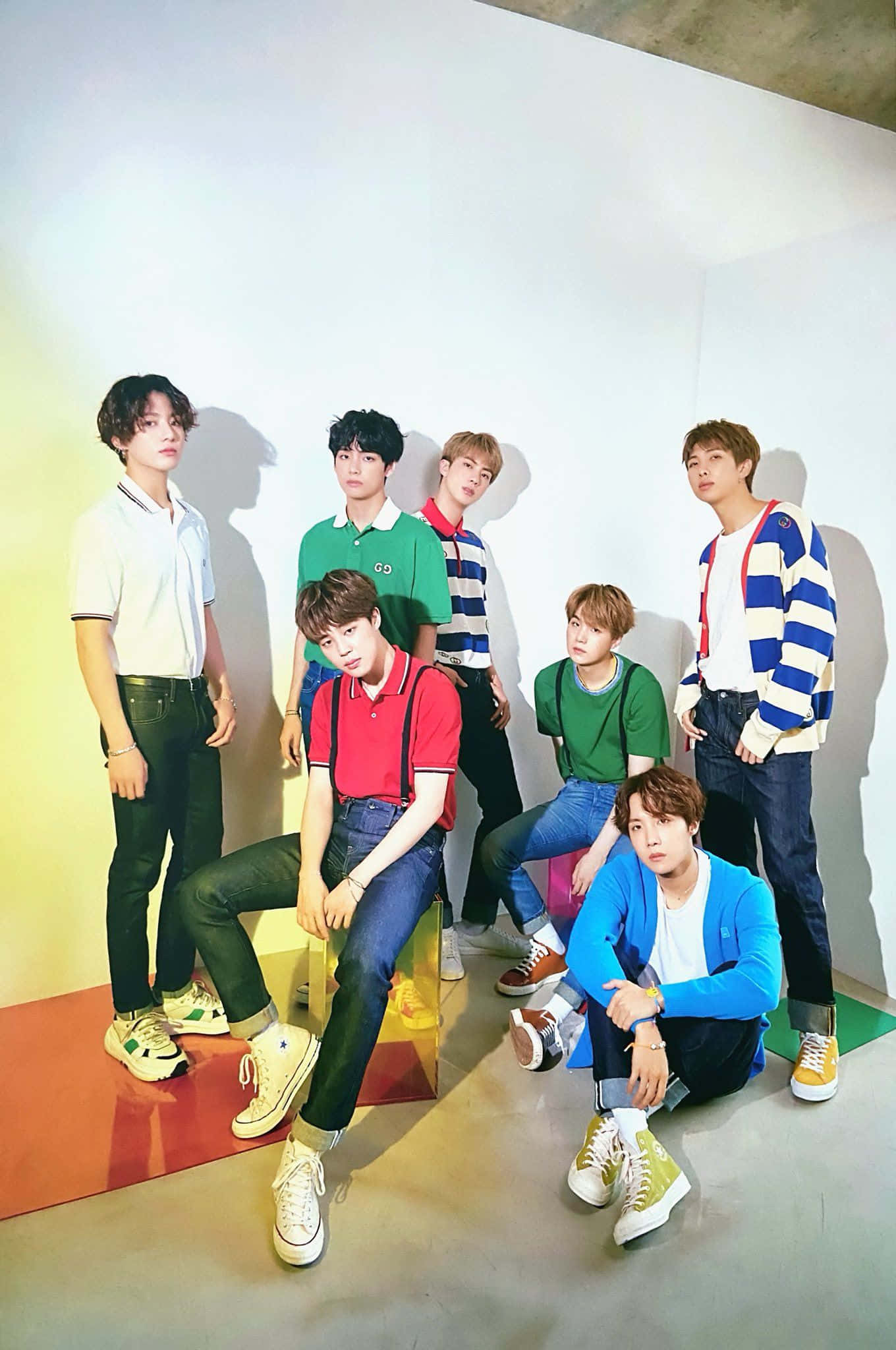BTS カジュアル衣装でのフォトシュート 壁紙
