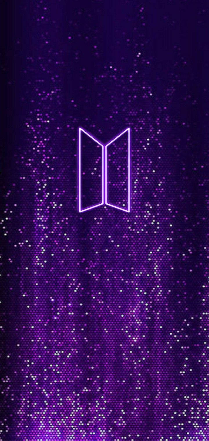 ネオンパープルのBTSロゴ 壁紙