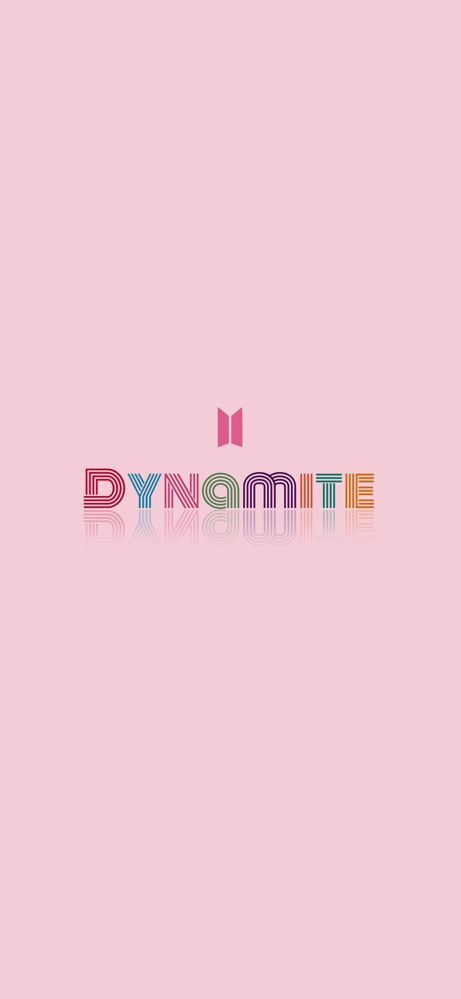 シンプルピンク BTS Dynamite ロゴ 壁紙