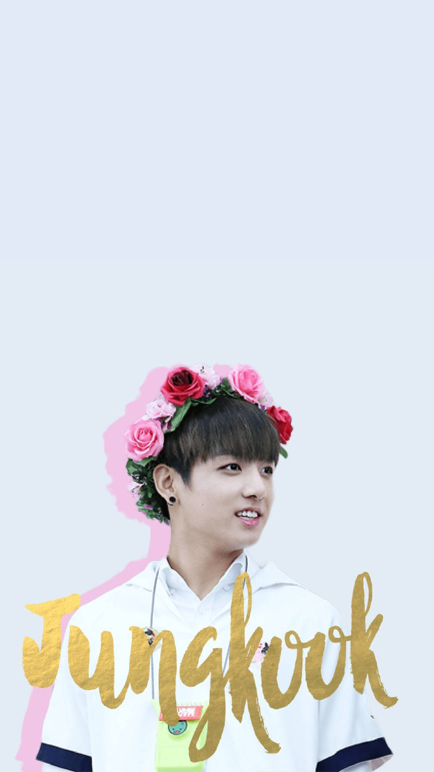 可愛いBTSジョングクのピンクの花冠 壁紙