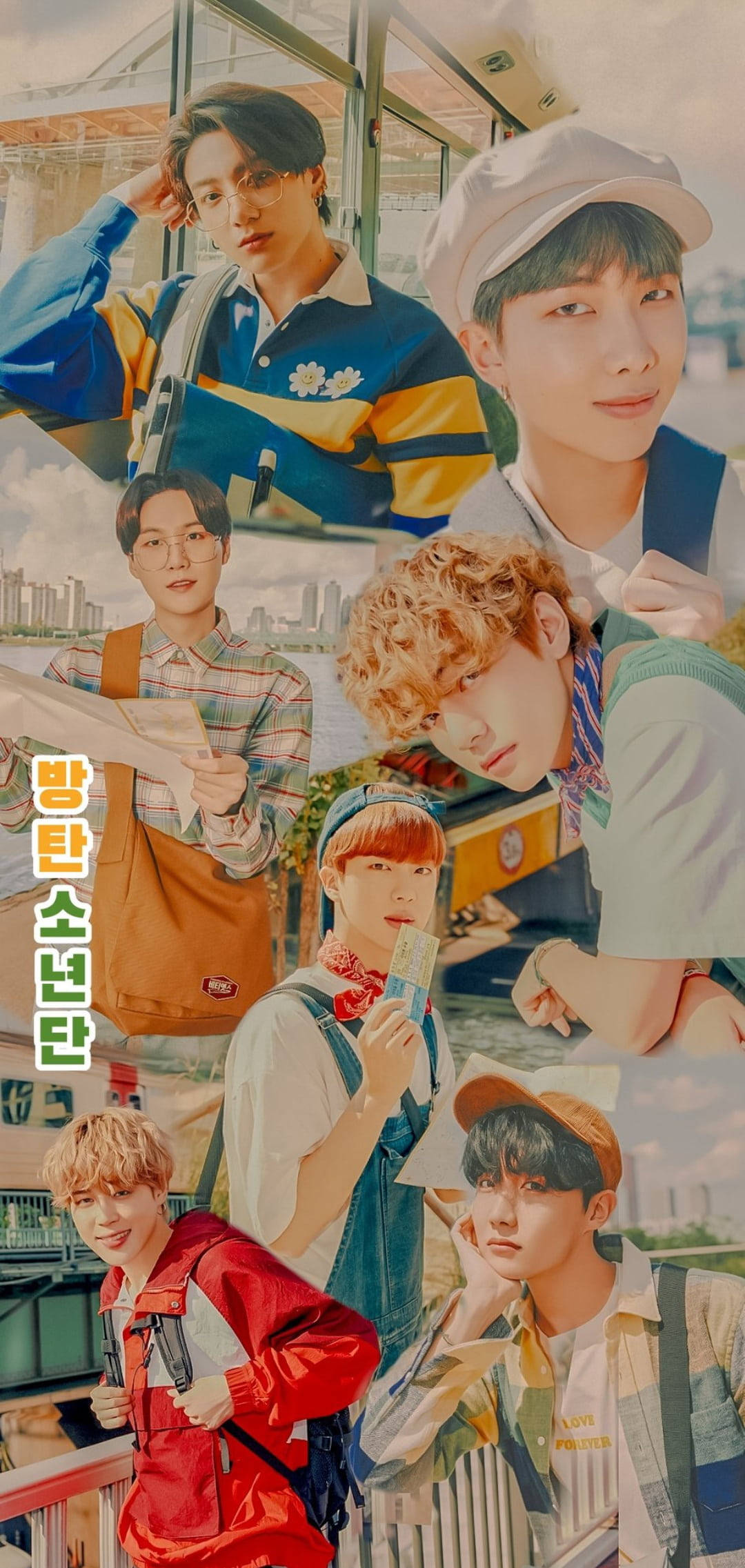 かわいいレトロコラージュロック画面BTS 壁紙