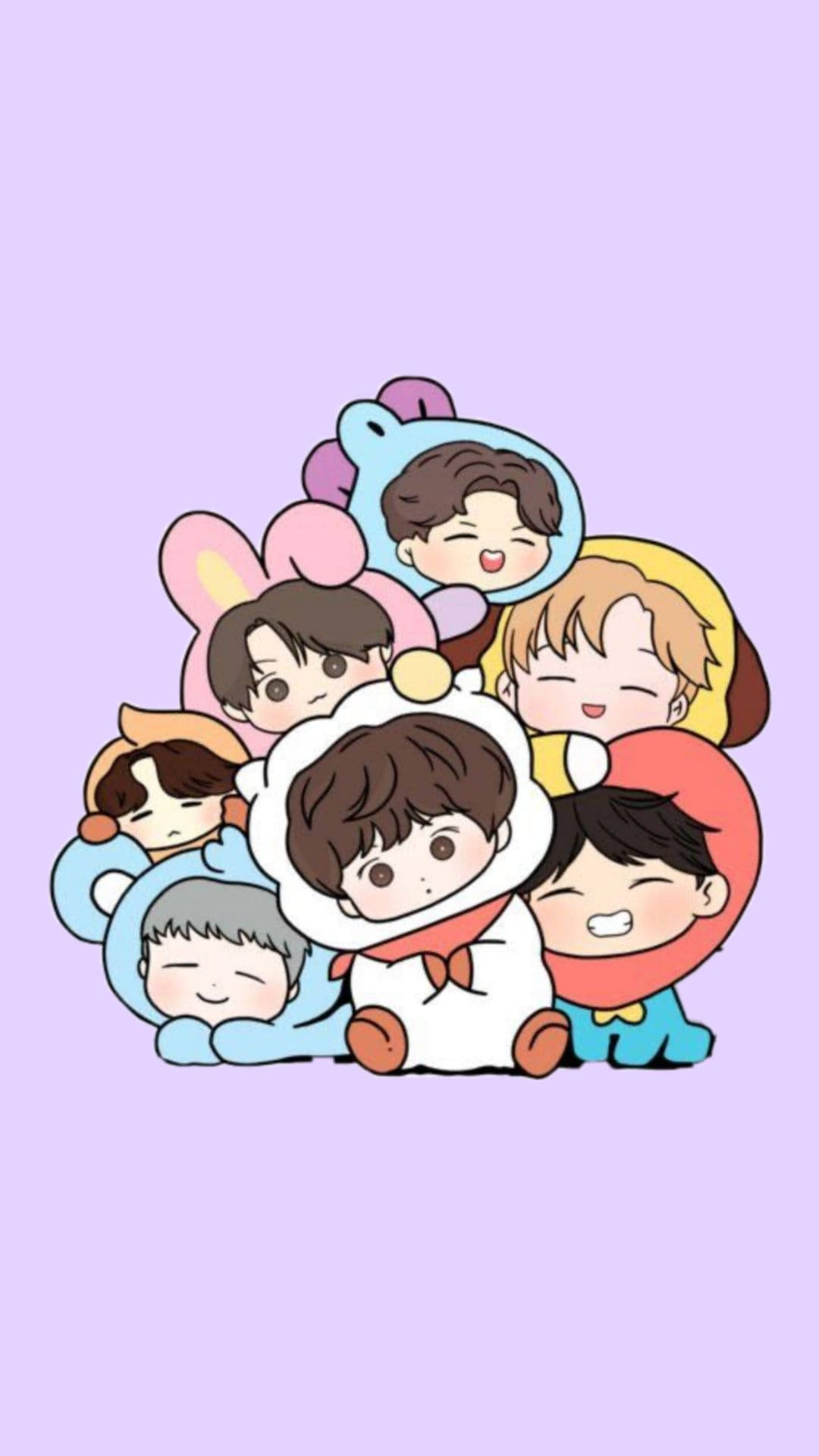 BTSちびキャラ重なり 壁紙