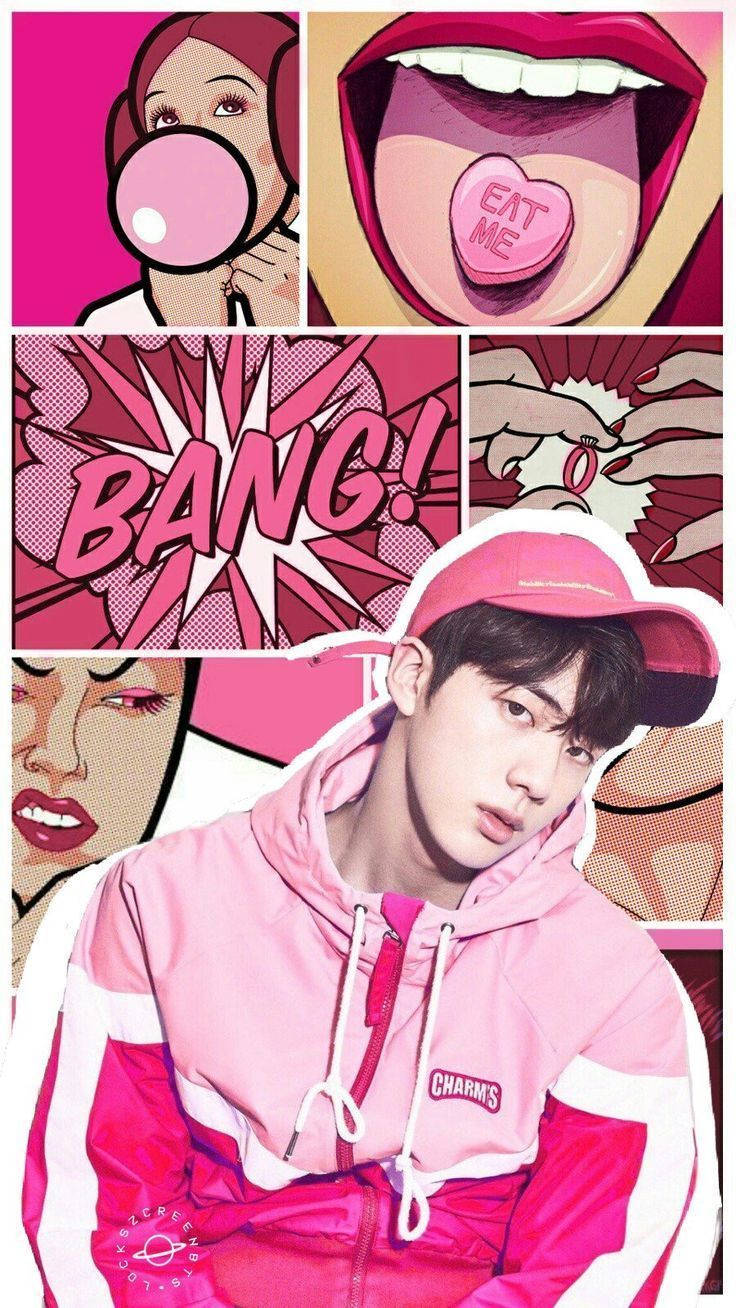可愛いBTSジン ピンク加工 壁紙