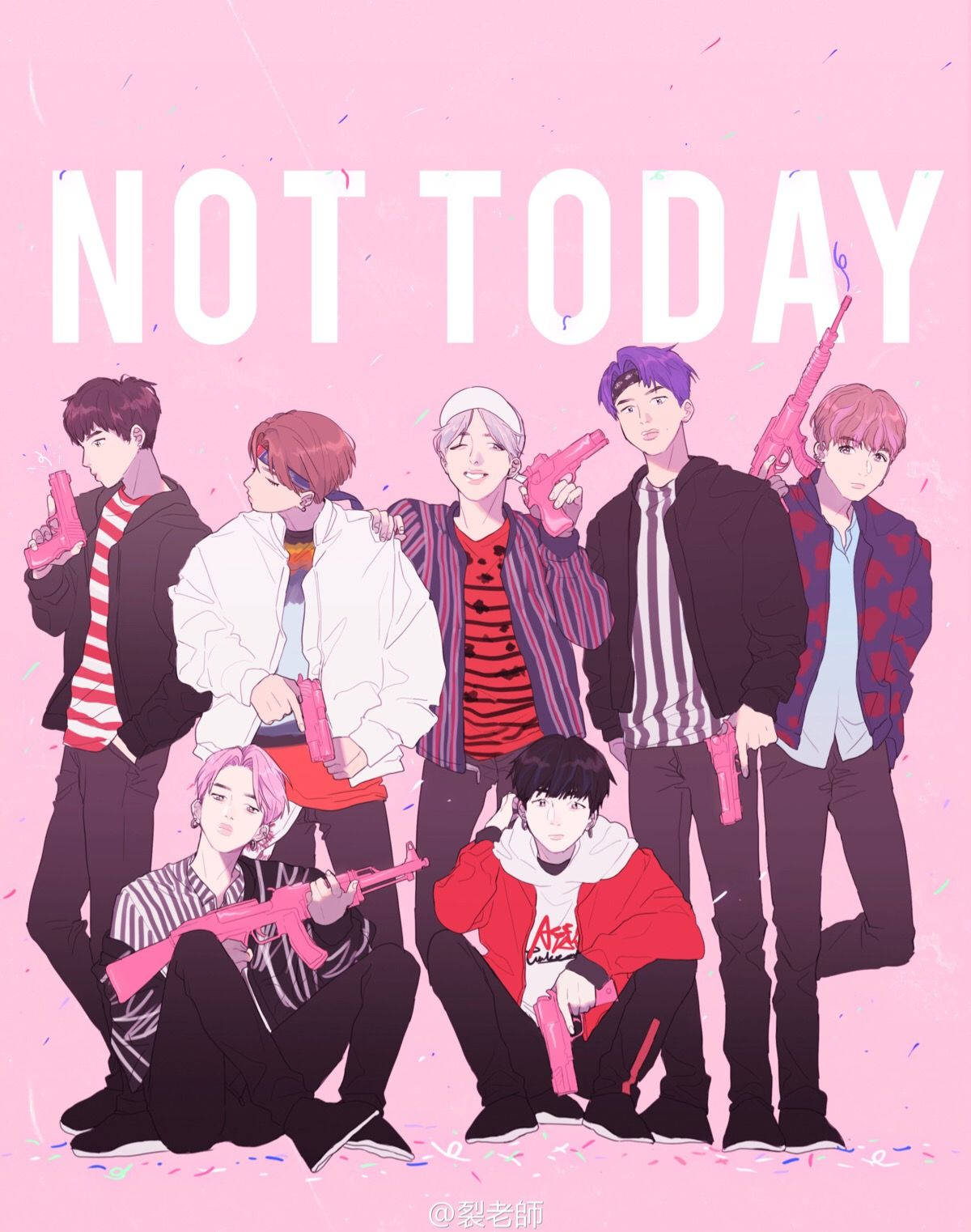 かわいいBTSのイラスト Not Today 壁紙