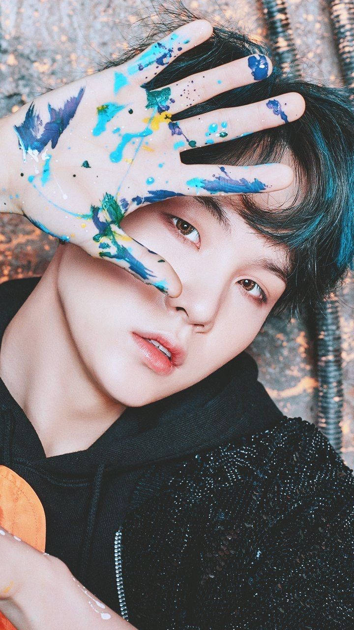 可愛いBTSシュガの手のペイント 壁紙