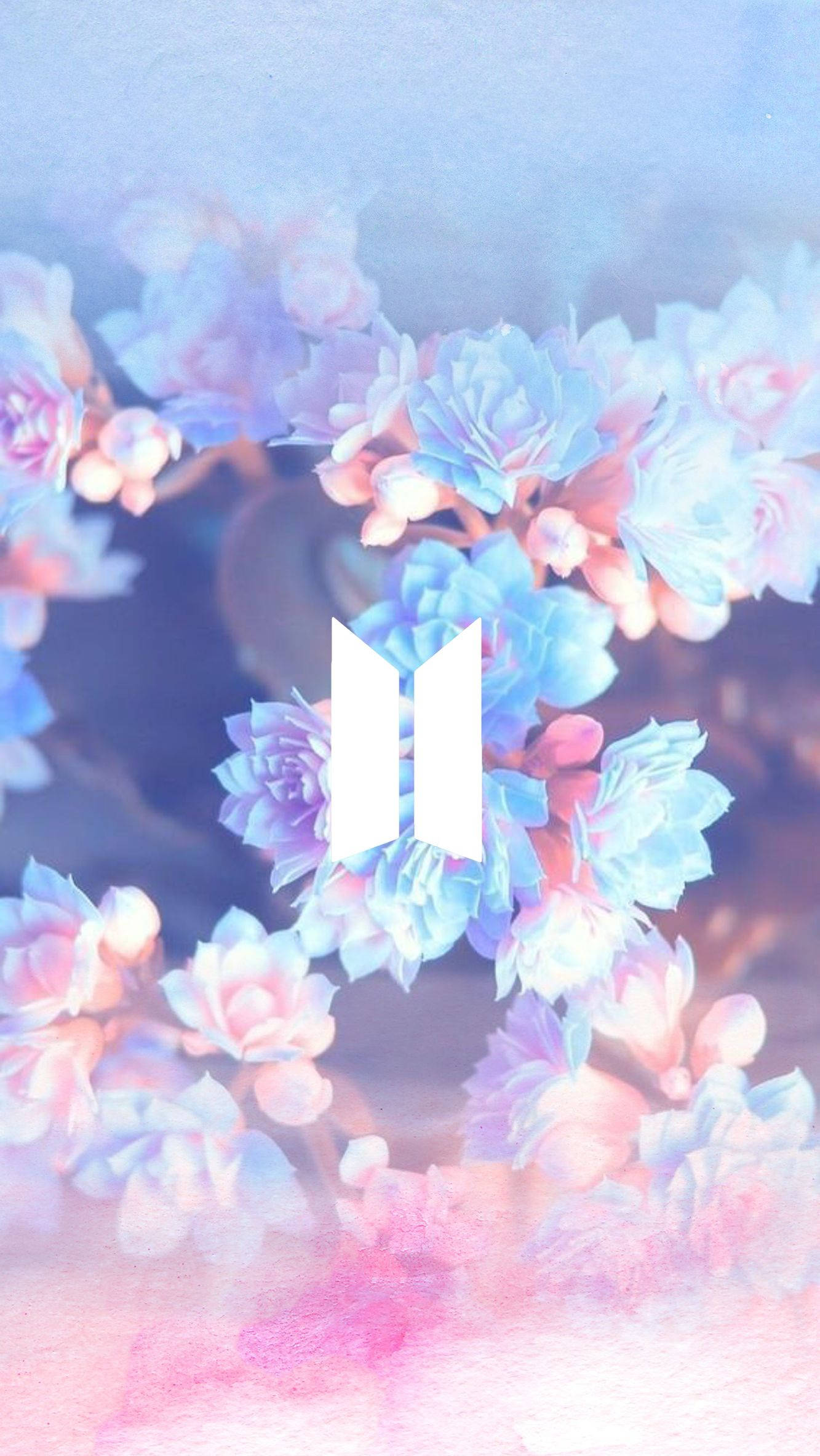 花柄BTSロゴ 壁紙