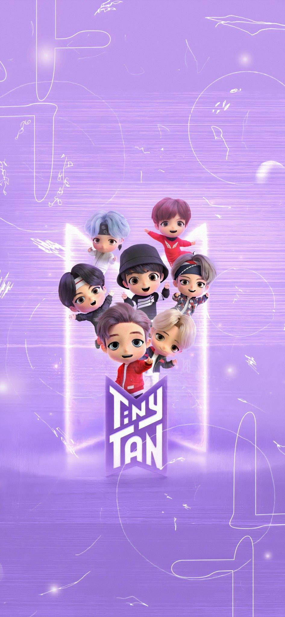 BTS TinyTAN パステルパープルのポートレート 壁紙