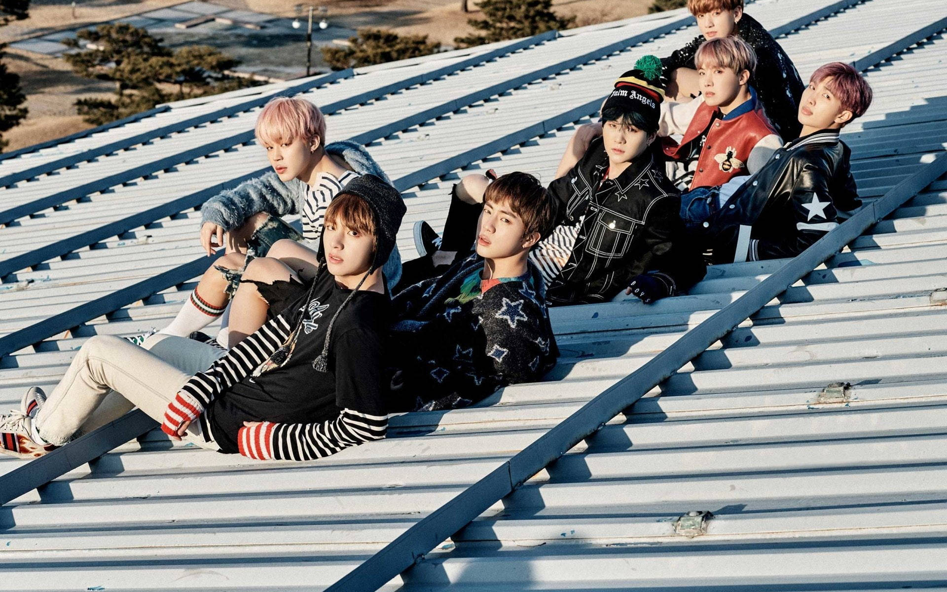 BTS グループ写真 春の日 壁紙