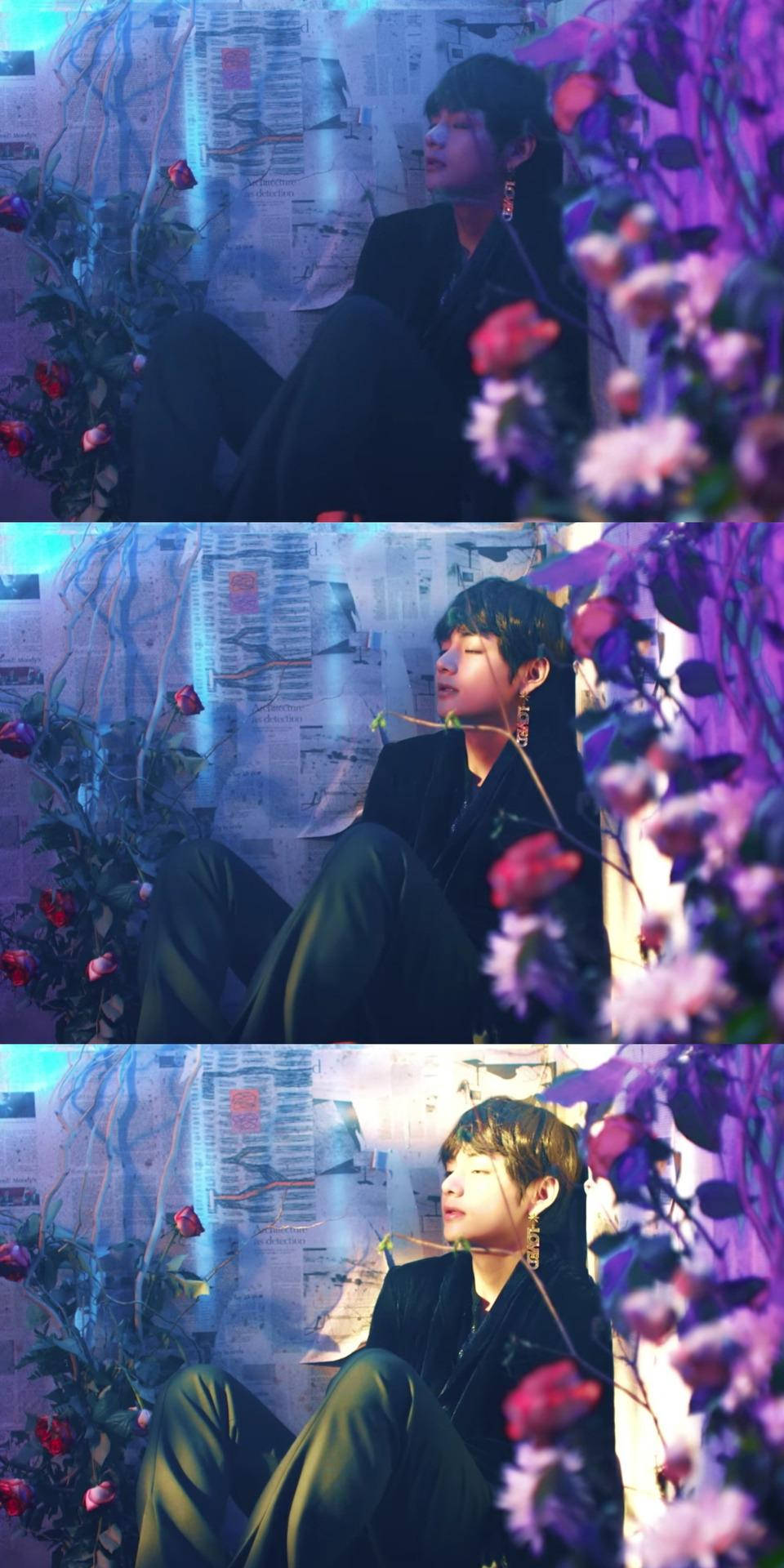 BTS V フローラルウォール アート 壁紙