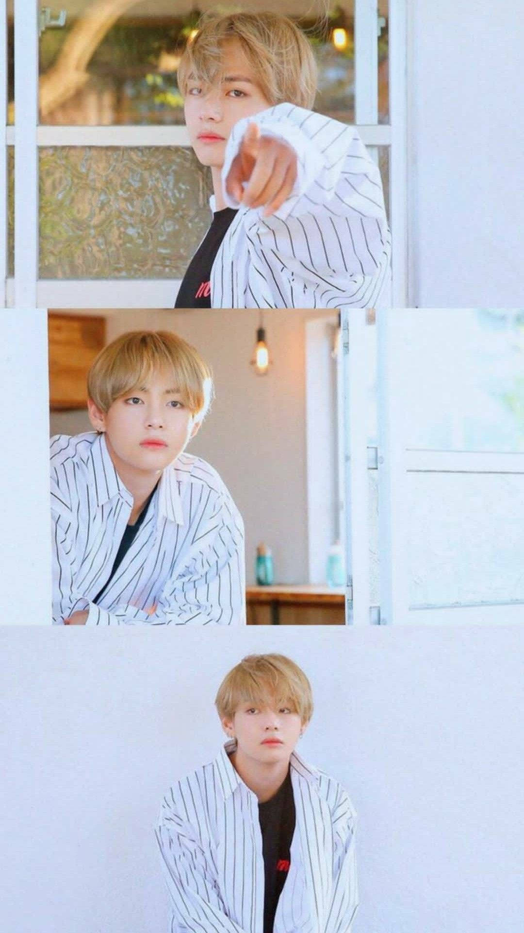 BTS V ホワイトコラージュ 壁紙