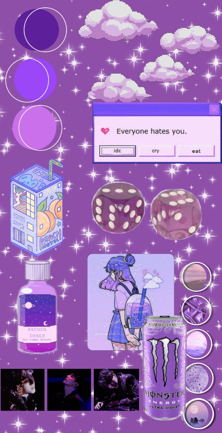 BTS かわいい パープル エステティック 壁紙