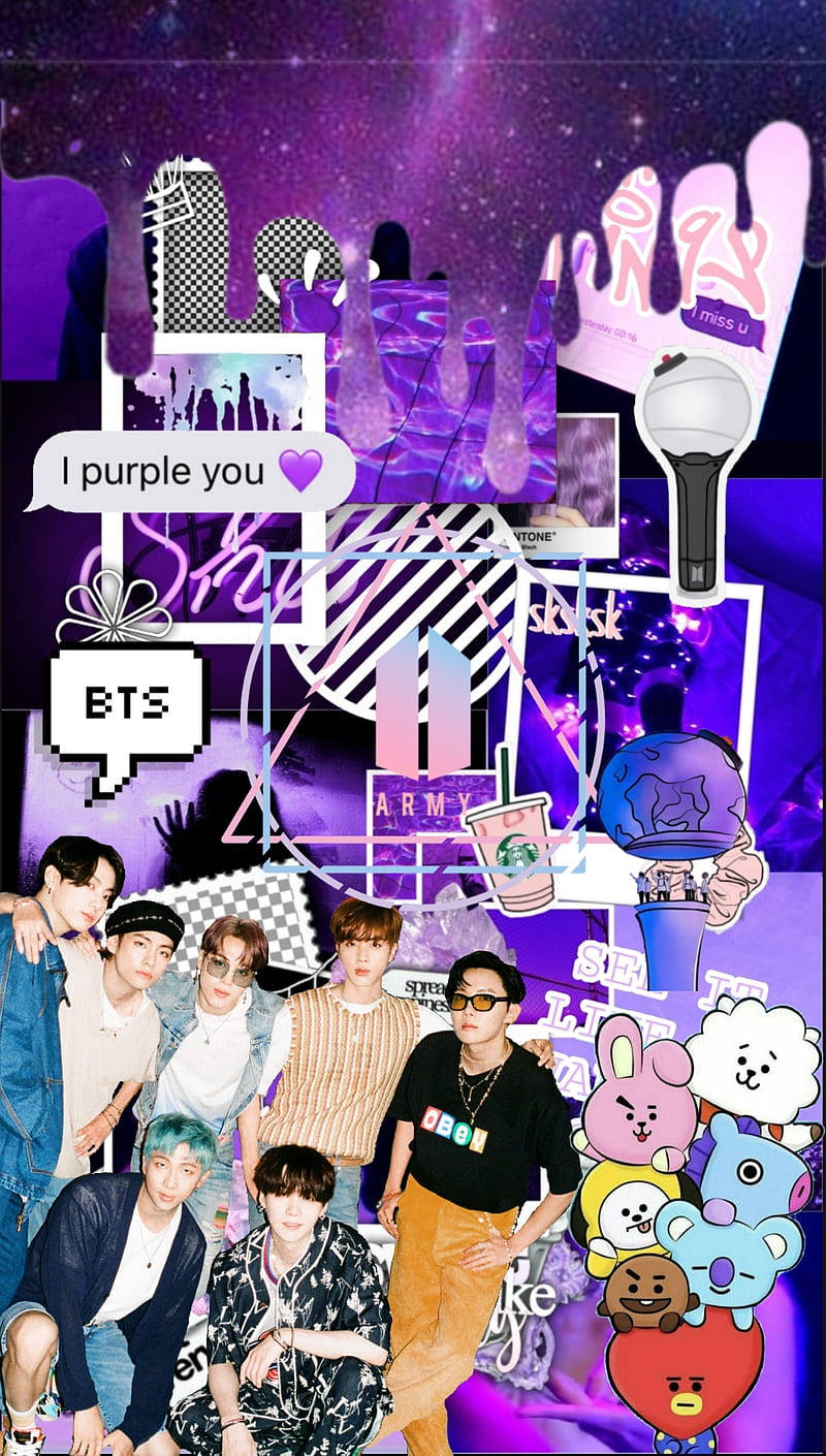 BTS エステティック BT21 パープル 壁紙