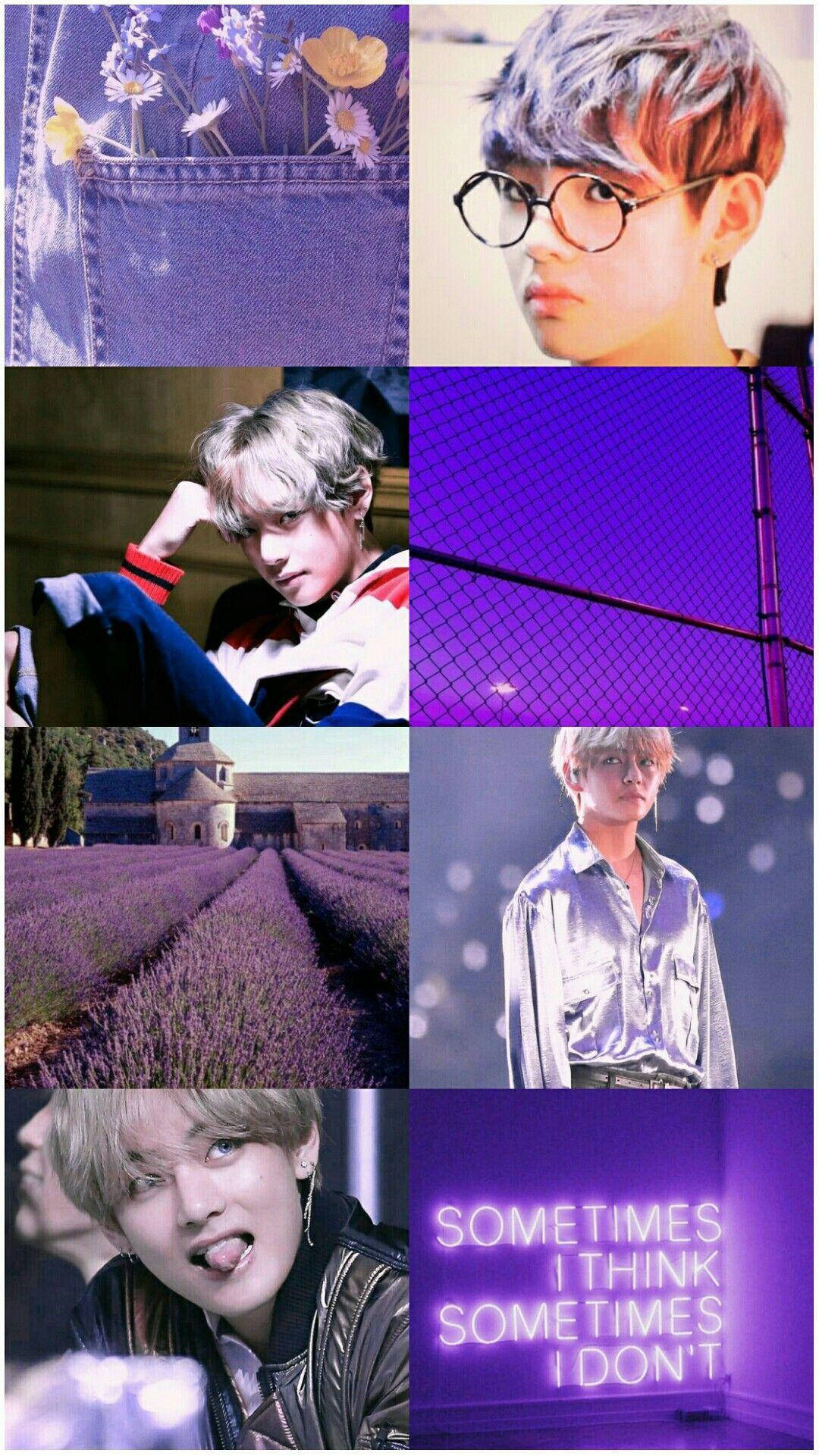 BTS メンバー V パープルライト エステティック 壁紙