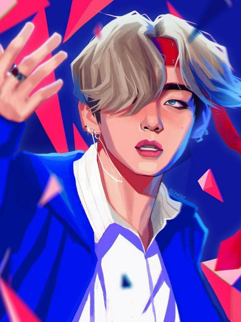 BTSアニメ テヒョン ベクターアート 壁紙