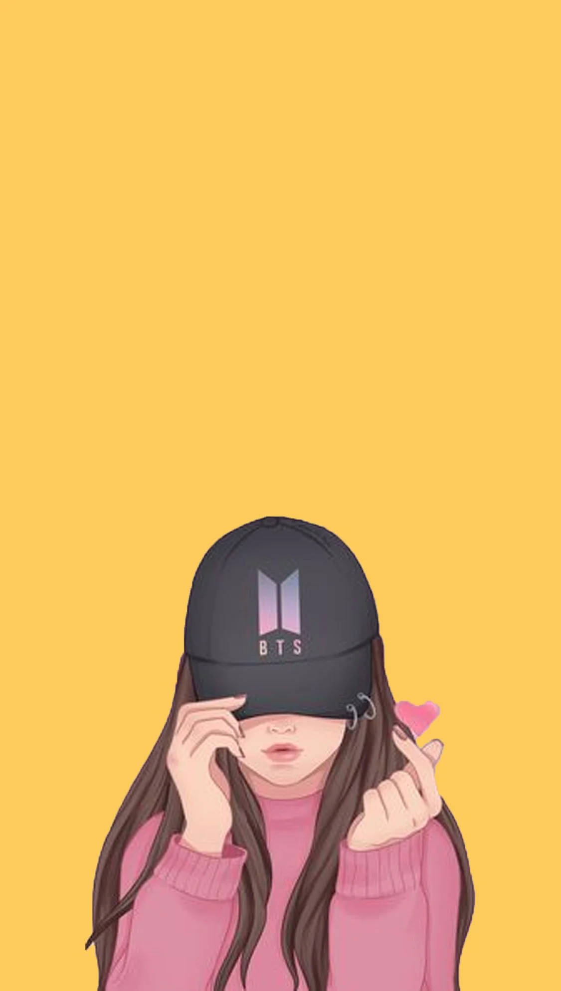 BTSキャップをかぶったアートな少女 壁紙