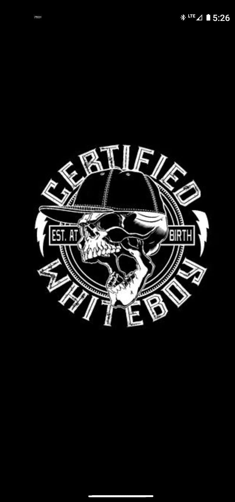 暗い背景にCertified White Boyのロゴ 壁紙