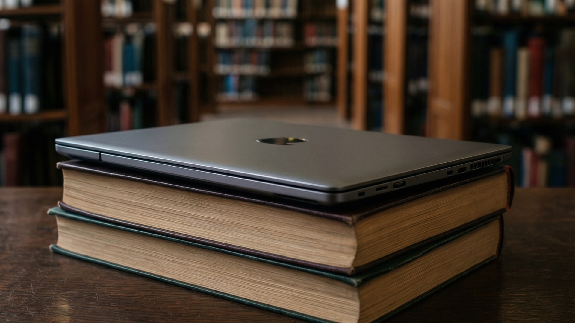 図書館で勉強するChromebook 壁紙