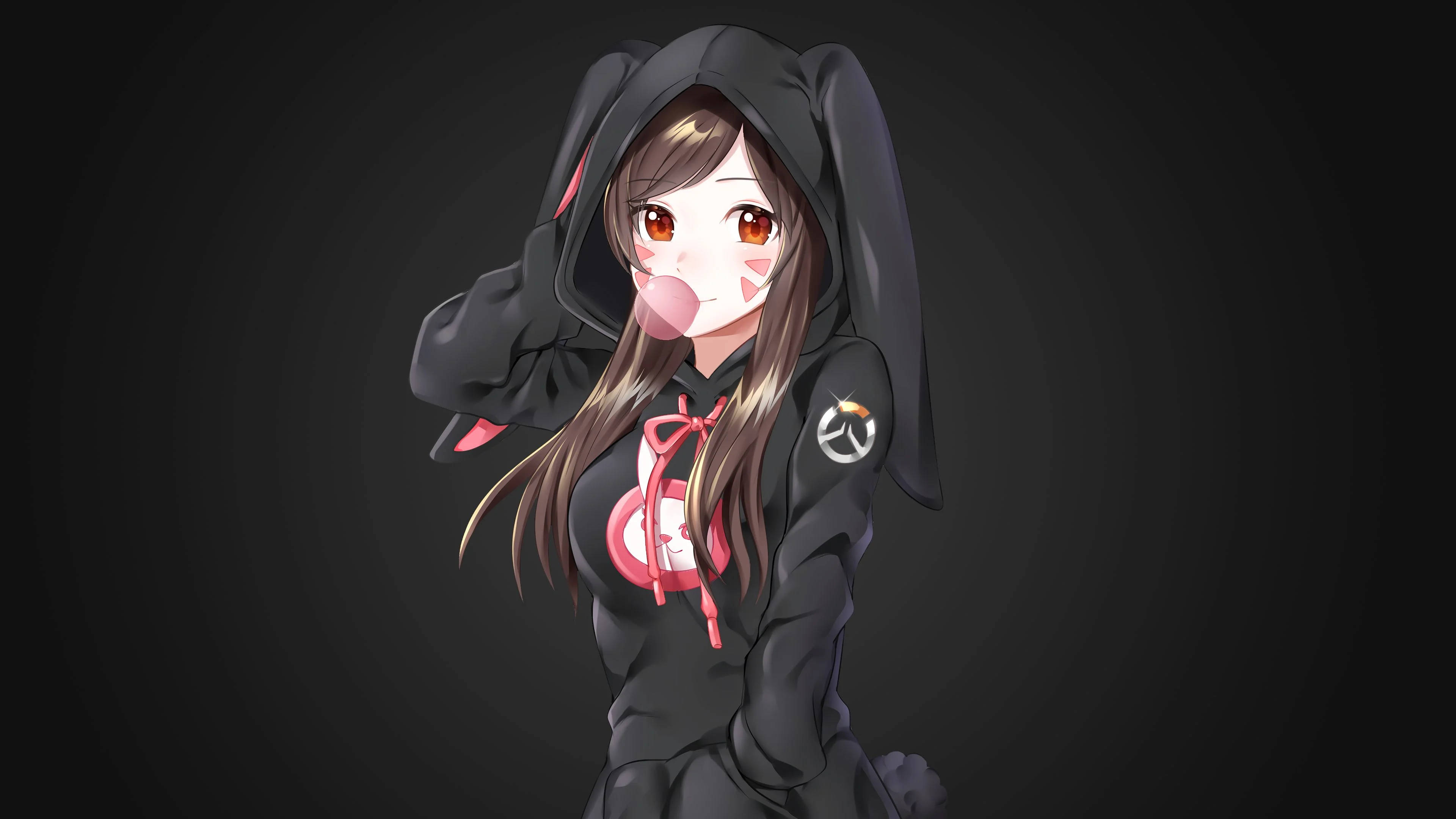 アニメ風フード姿のD.Va 壁紙