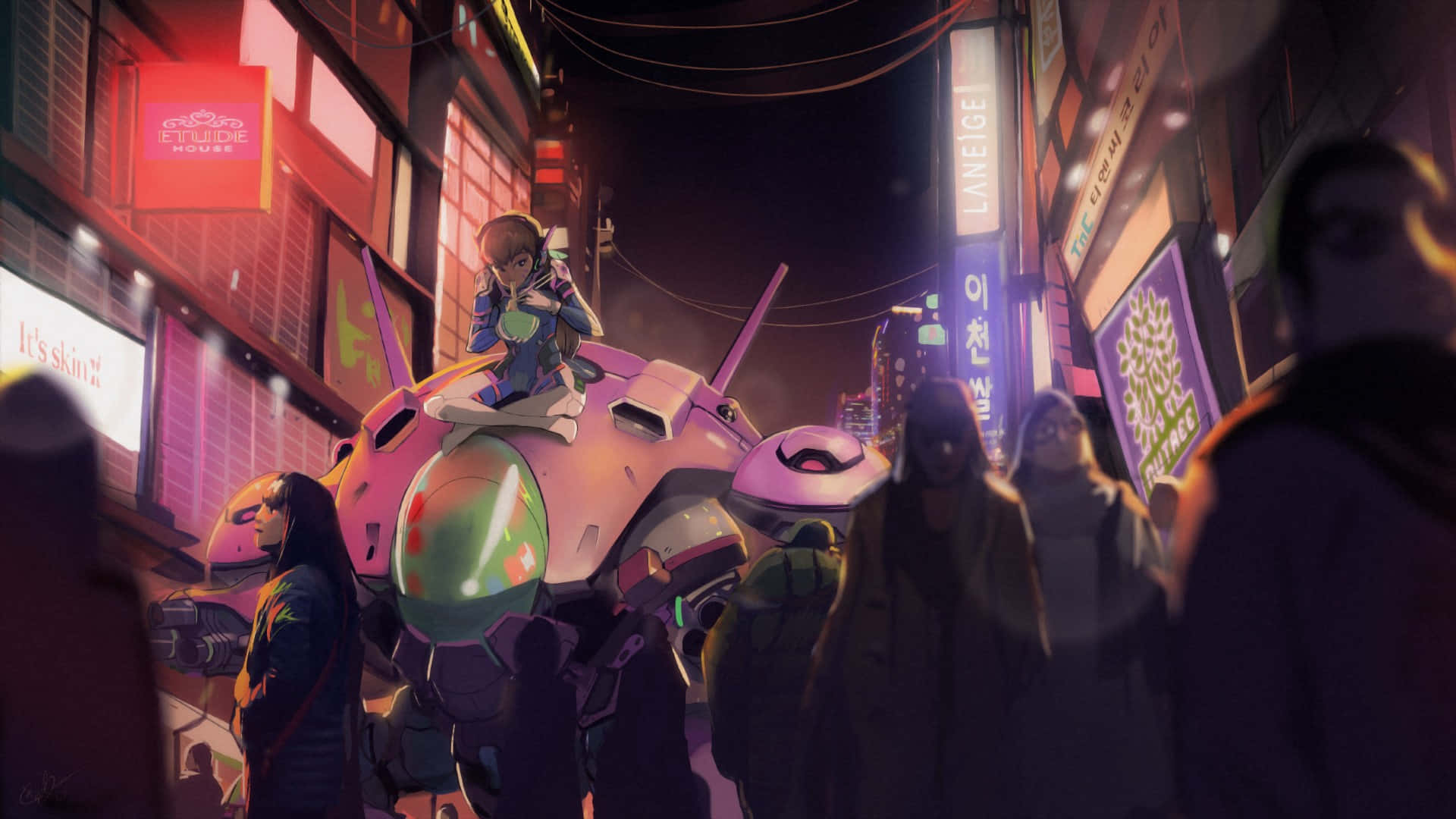 D.Va 戦艦 1920x1080 オーバーウォッチ背景 壁紙