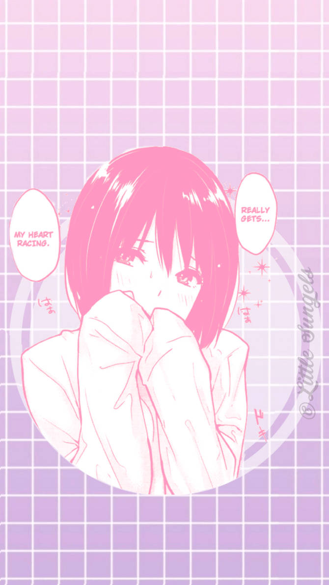 かわいいピンクの美的アニメ少女壁紙