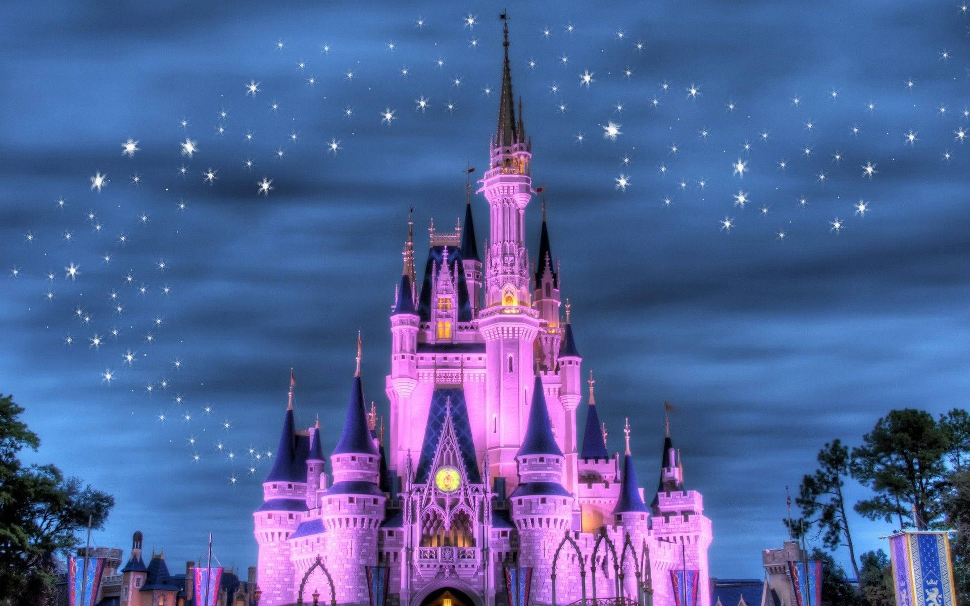 紫を基調としたマジック・キングダム Disney 4Kウルトラワイド 壁紙