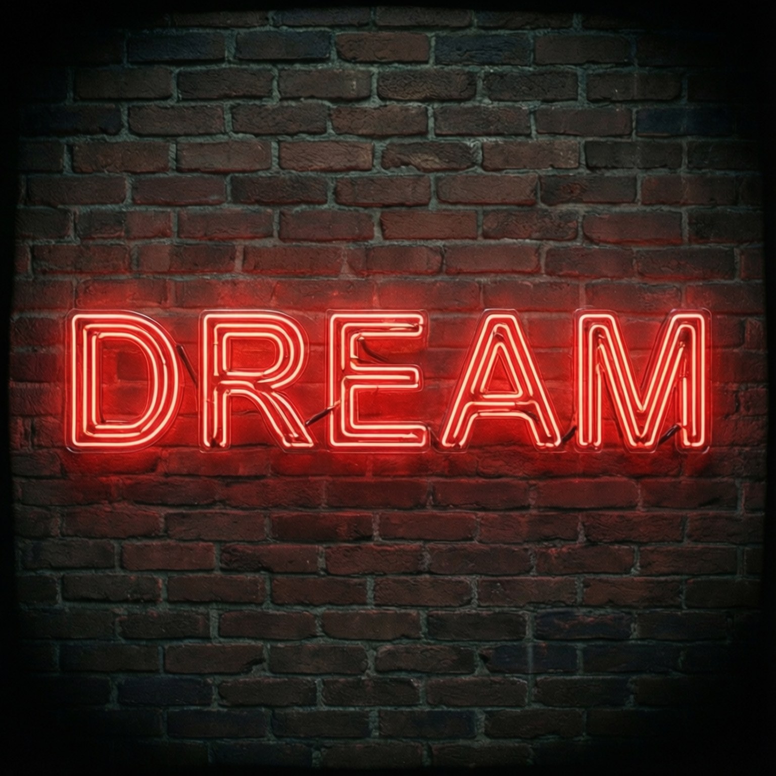 ネオンレッドの「DREAM」サイン 壁紙