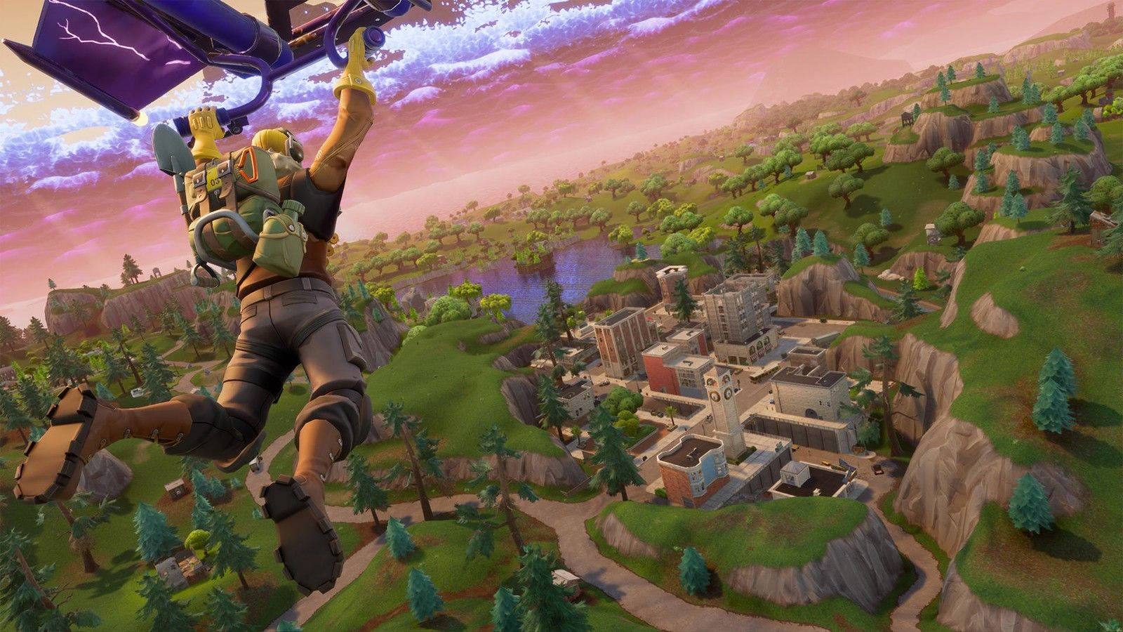 EpicのFortniteで島にパラシュート降下 壁紙