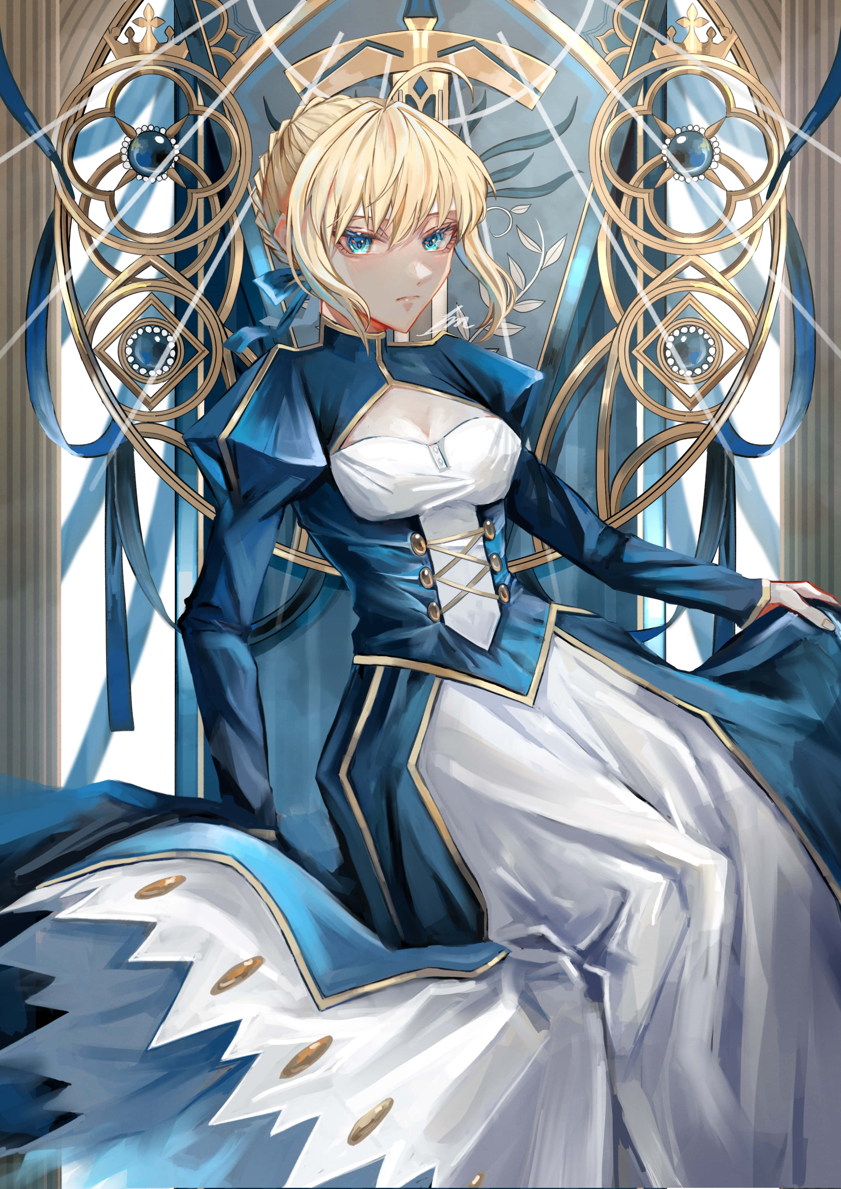 鋼の玉座に座るセイバー Fate Stay Night 壁紙
