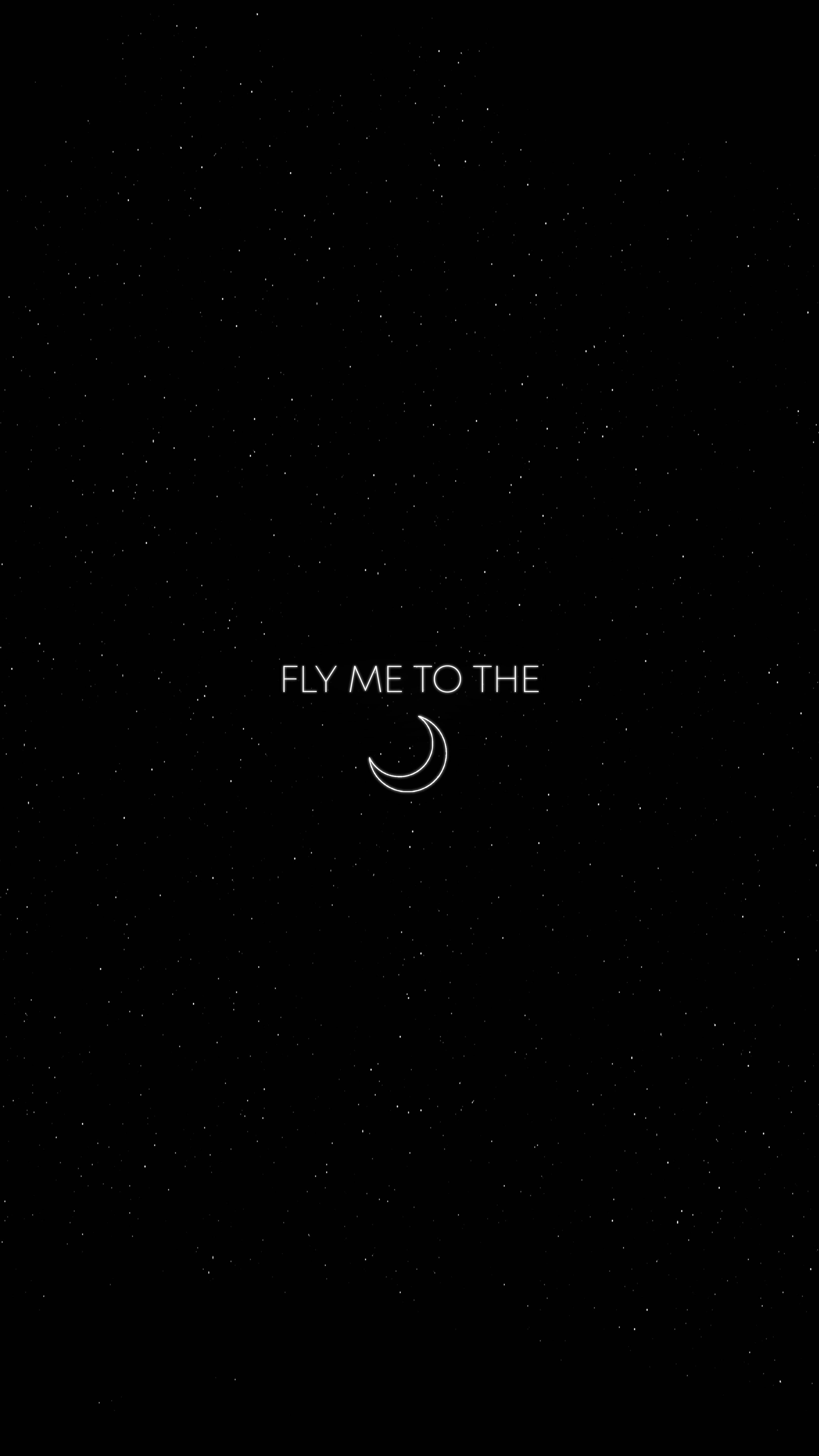 Fly To Moon ミニマルブラック電話 壁紙