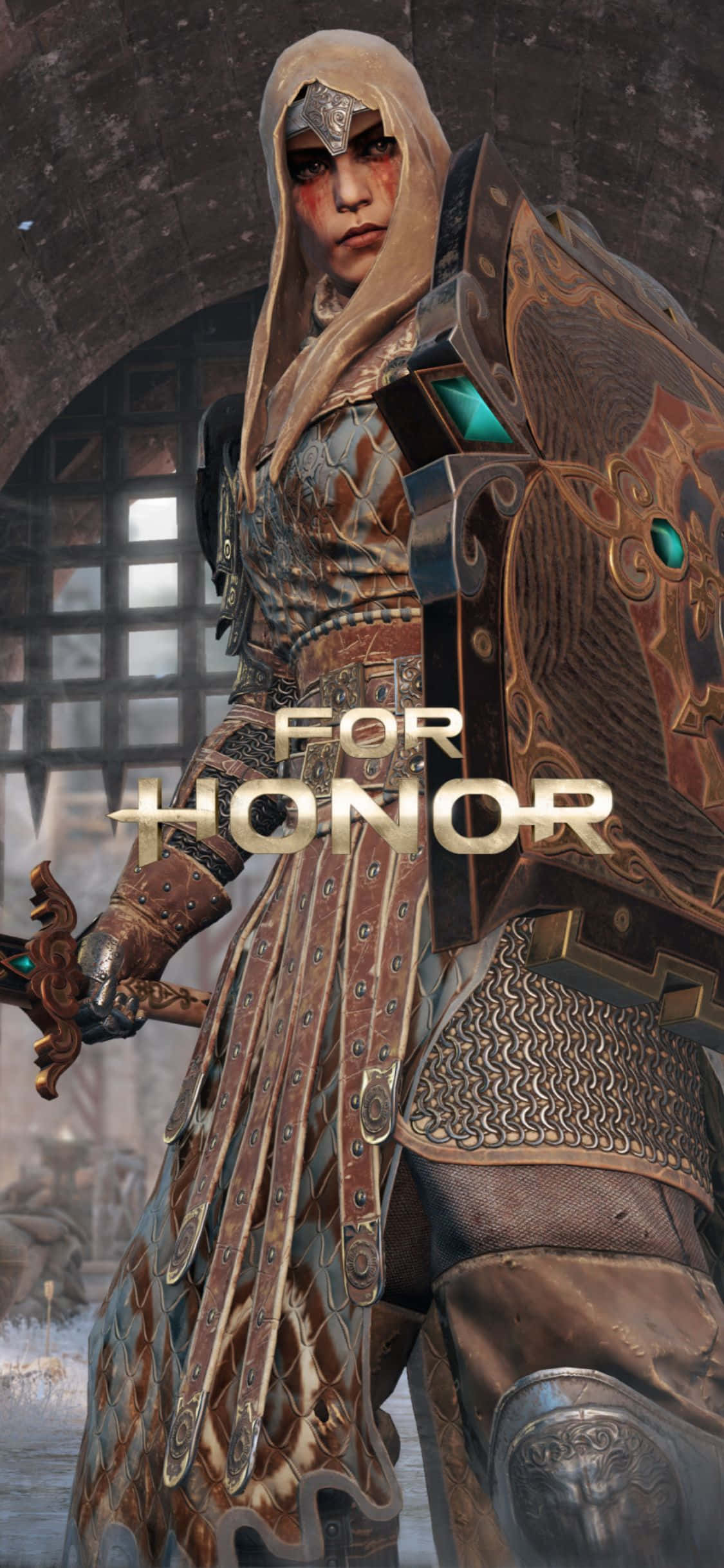 鎧をまとった女性と「For Honor」の文字 壁紙
