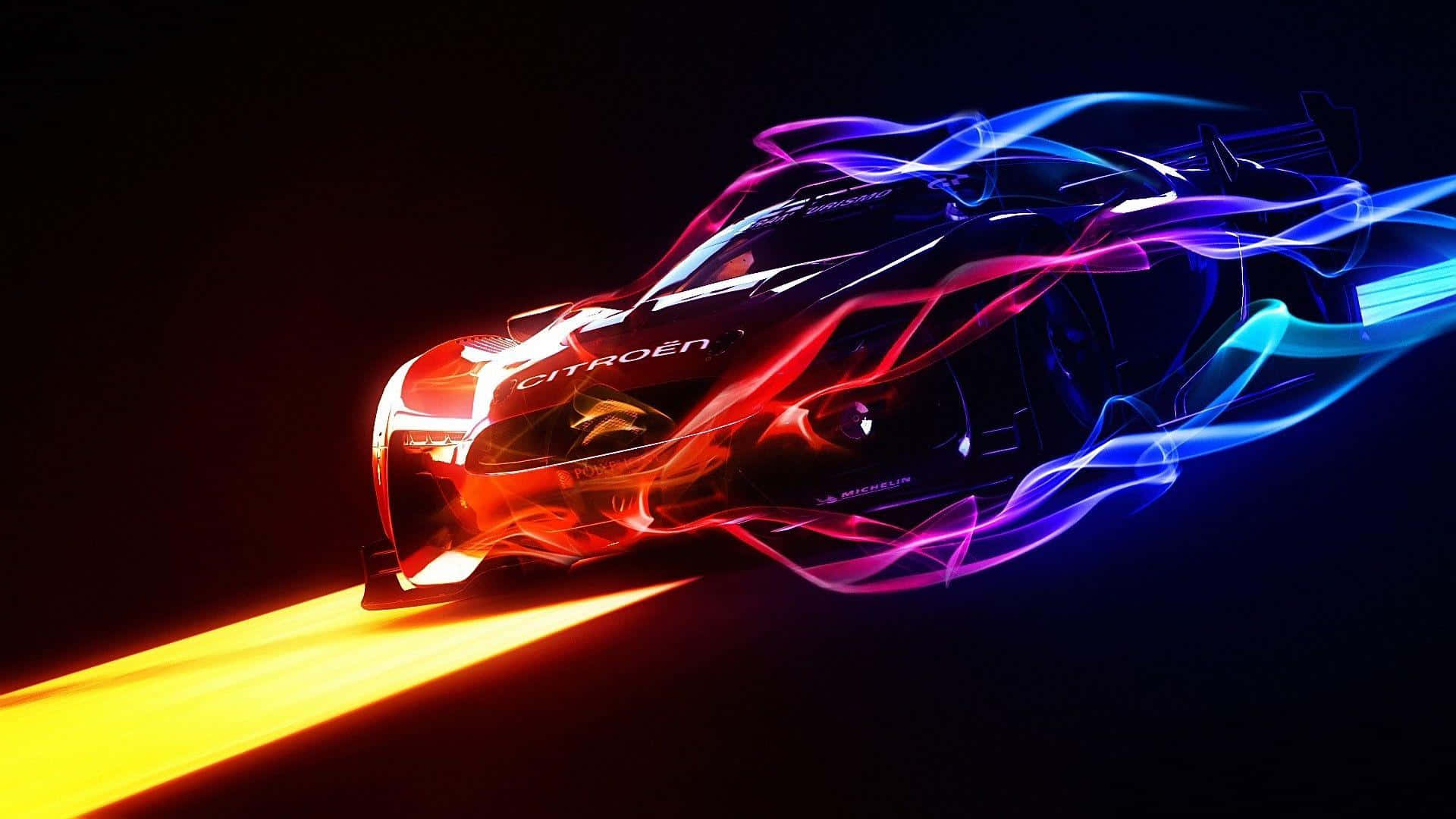 GT バイ シトロエン クールなネオンカー 壁紙