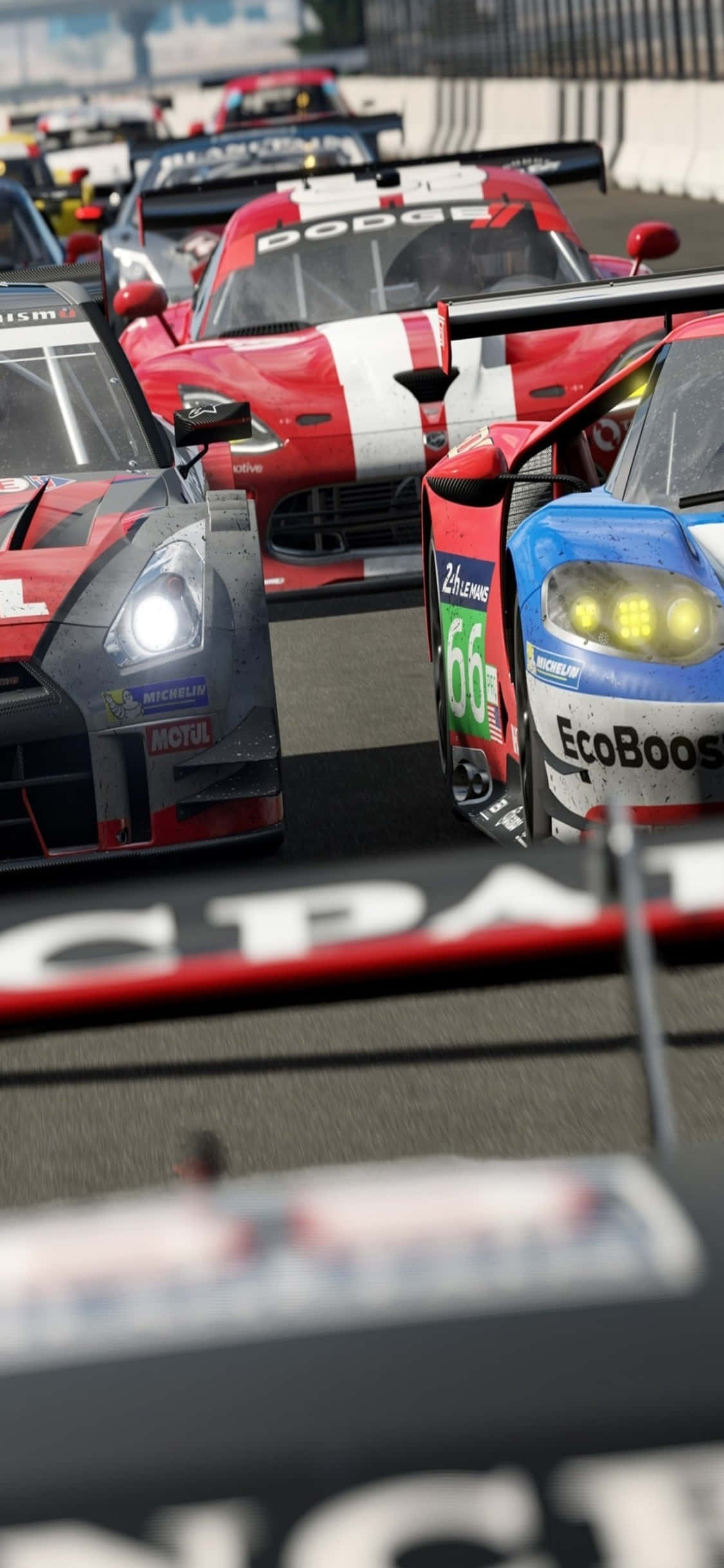 赤と白のフォードGT iPhone X Forza Motorsport 7 背景 壁紙