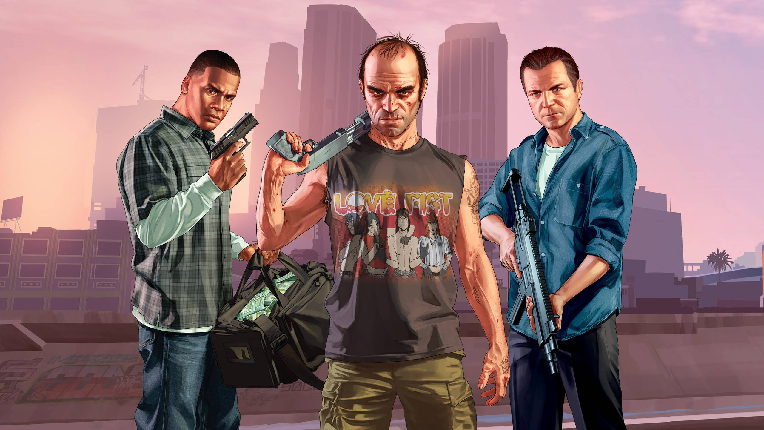 GTA 5 2560x1440 バッドアスなキャラクターたち 壁紙