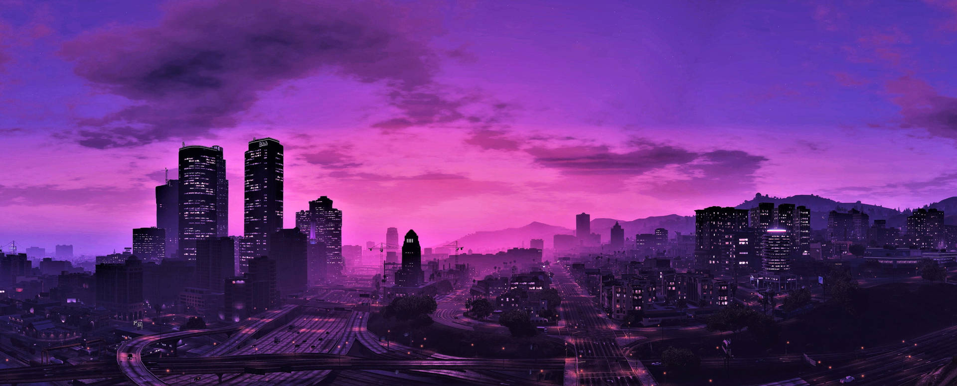 GTA 5 パープルスカイライン 1080p ゲーミング — ゲーミング GIF 壁紙