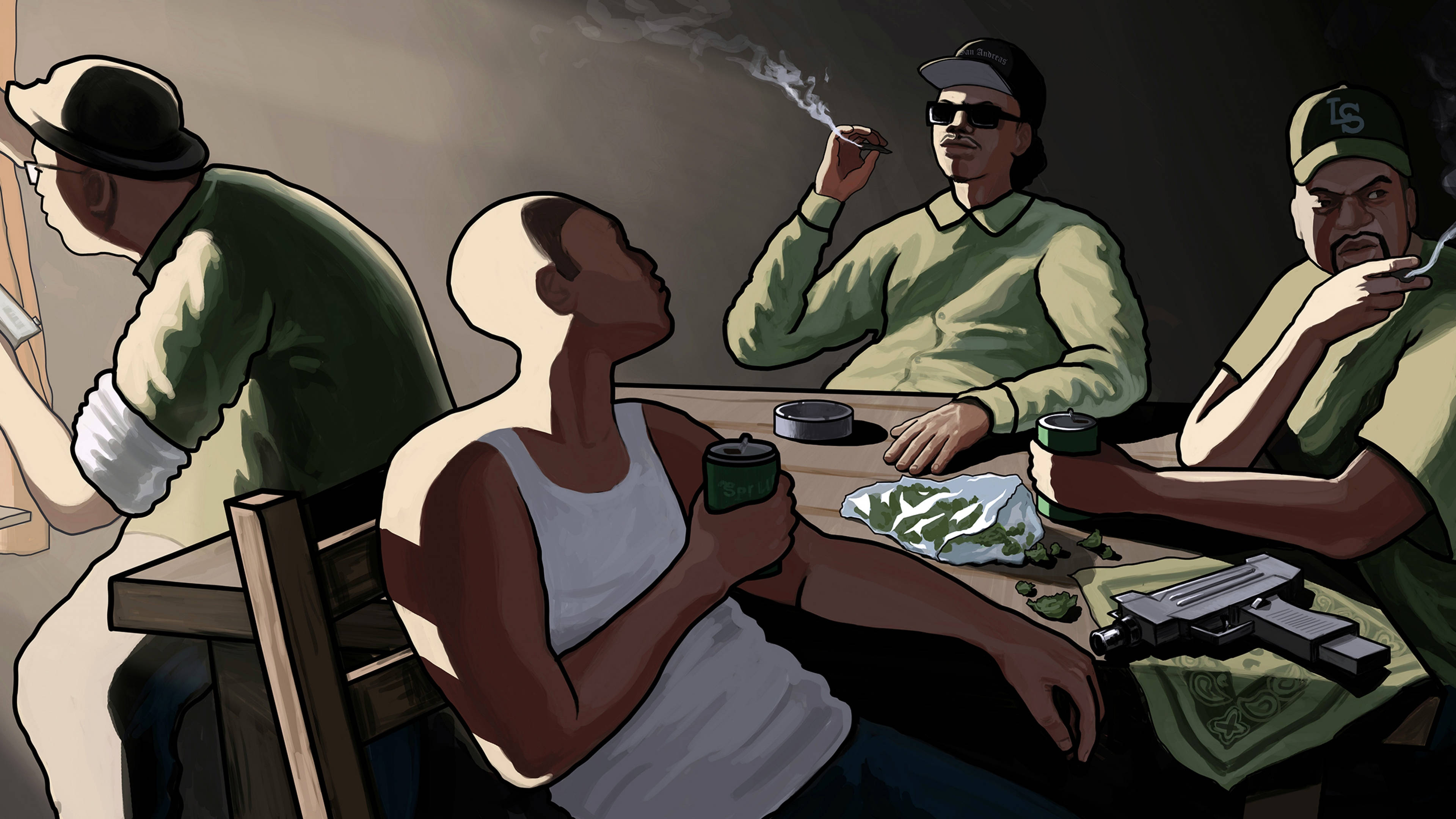 GTA SA 4K ギャング会議 壁紙