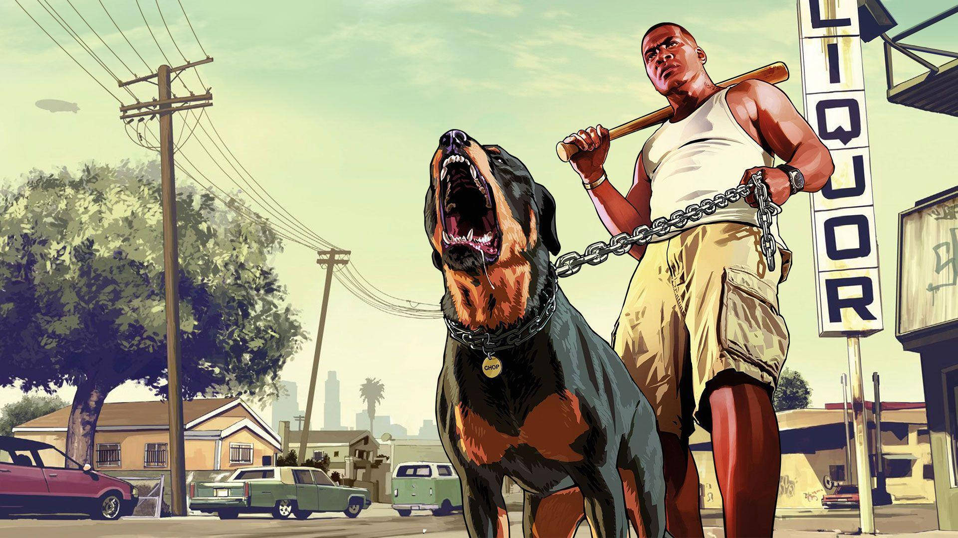 GTA SA 4K カール・ジョンソンと犬 壁紙