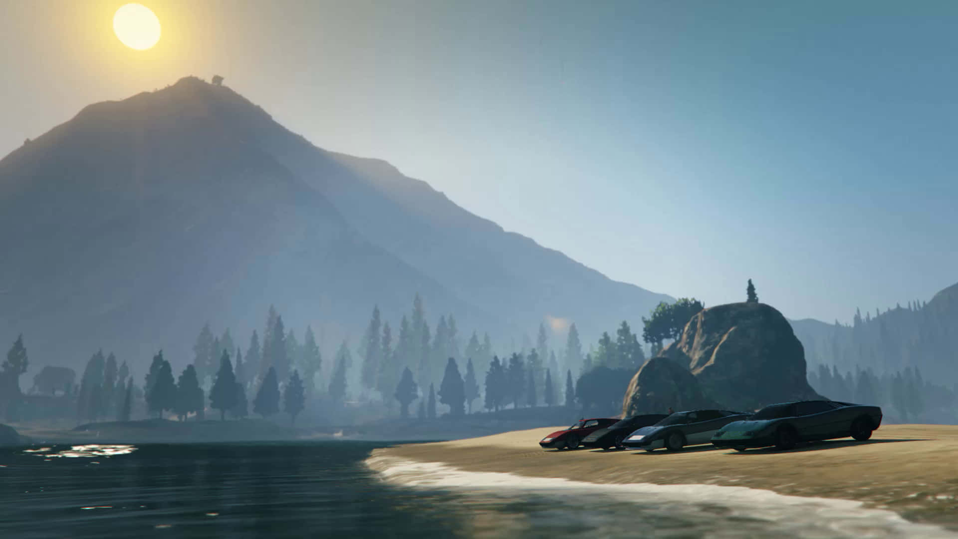 GTA 背景 ビーチ沿いのスポーツカー 壁紙