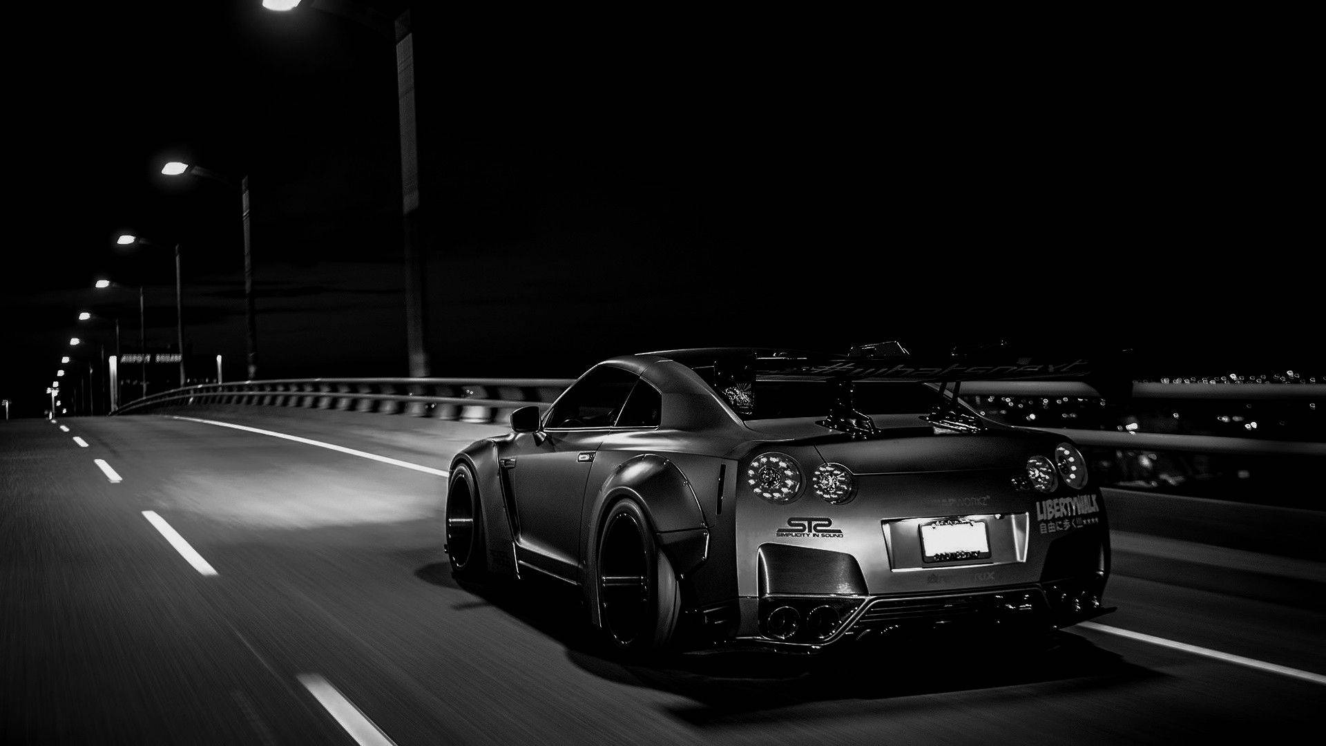 モノクロームの日産GTR 壁紙