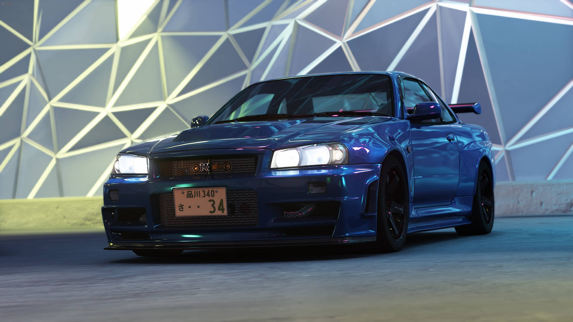 カスタムブルー 日産スカイラインGTR R34 壁紙