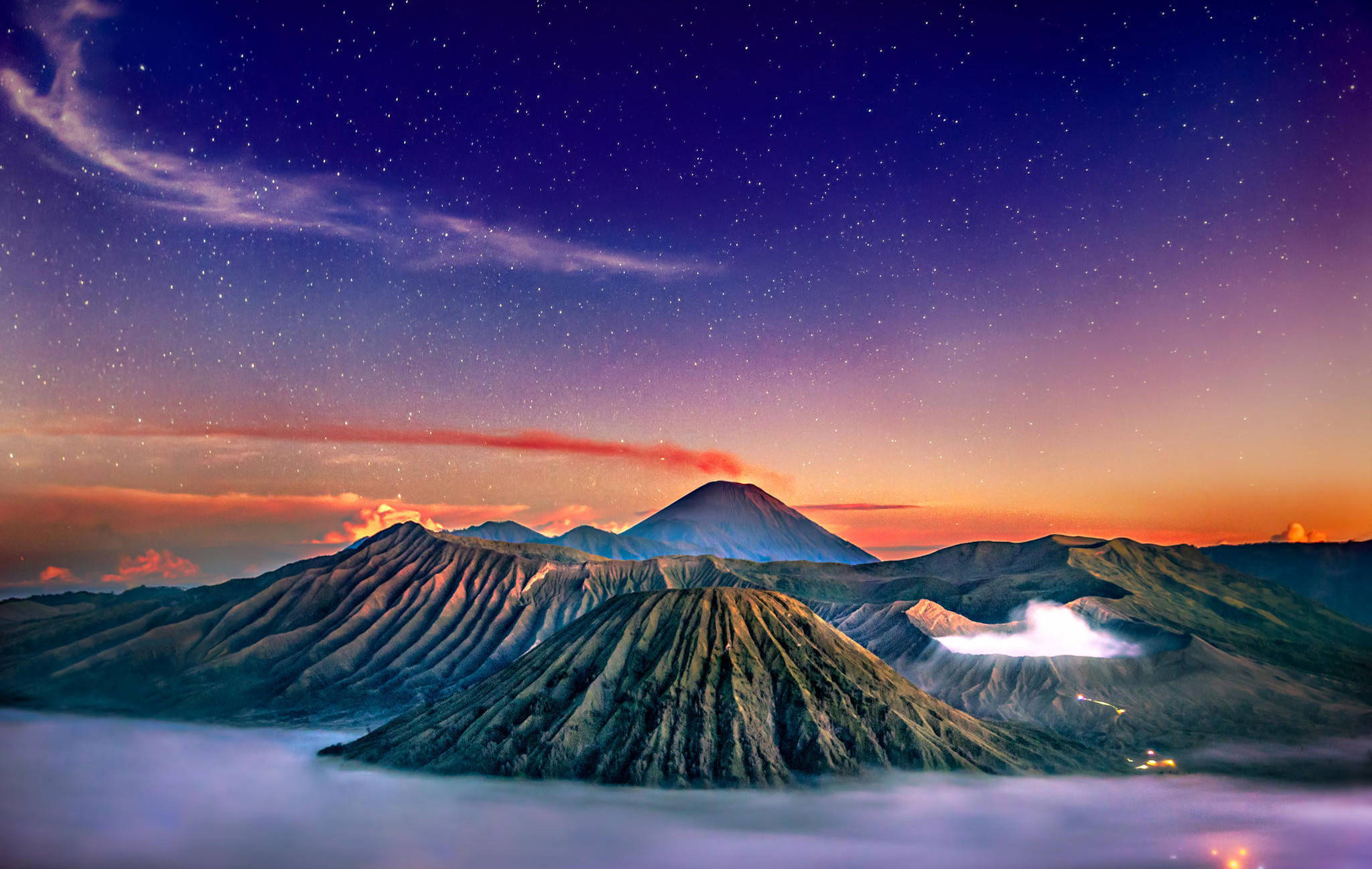 HD インドネシア ブロモ山の風景 壁紙