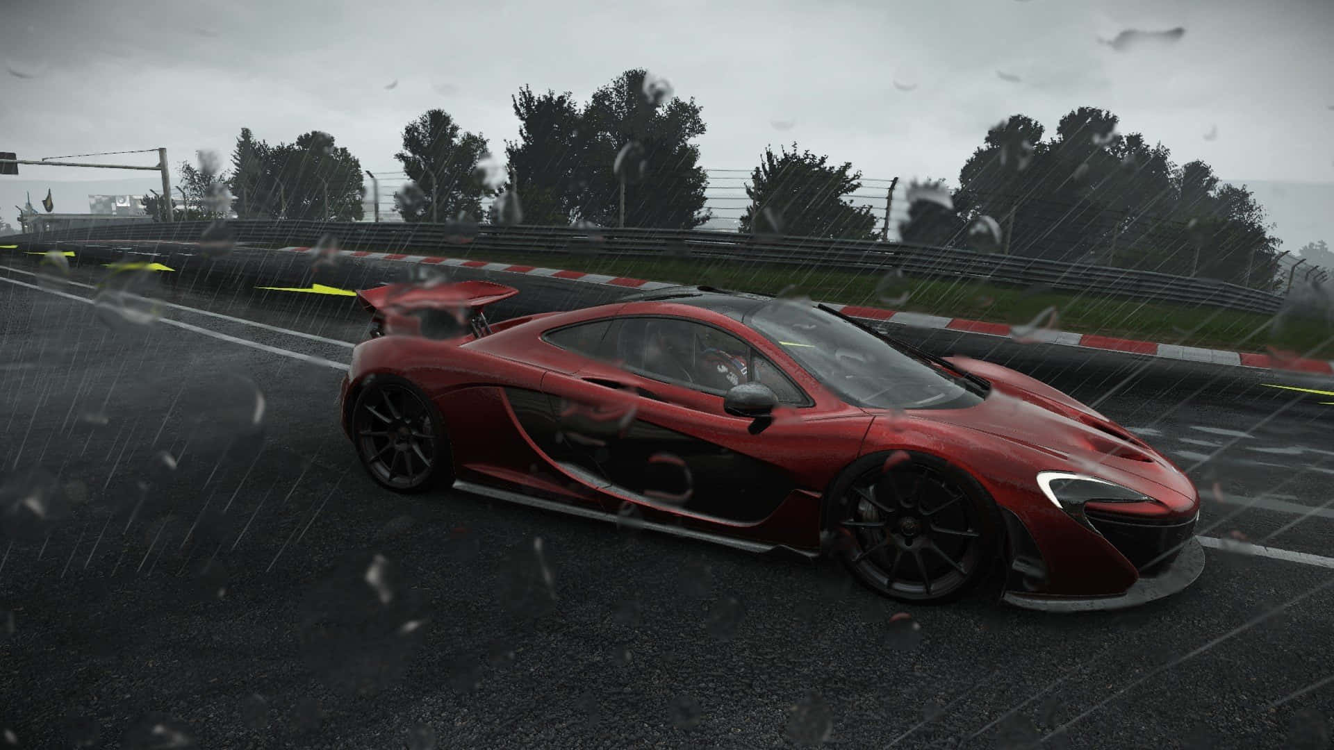 HD Project Cars 雨のレッドマクラーレンP1背景 壁紙