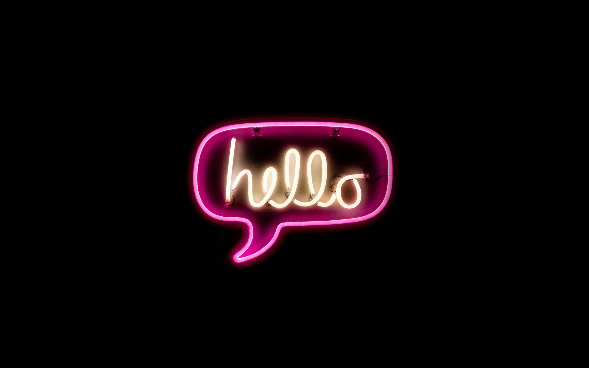 ネオンの吹き出しに描かれた「Hello」 壁紙