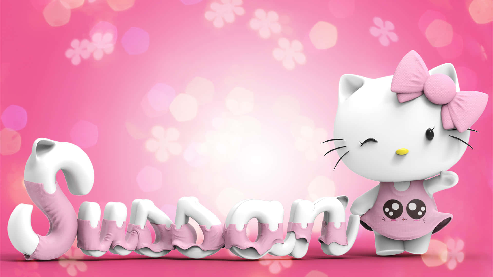 Hello Kitty 眨眼与文字背景 壁紙