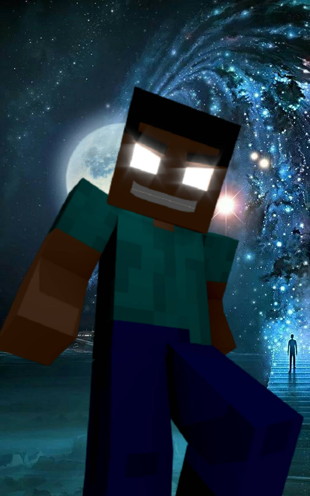Herobrine 満月アート 壁紙