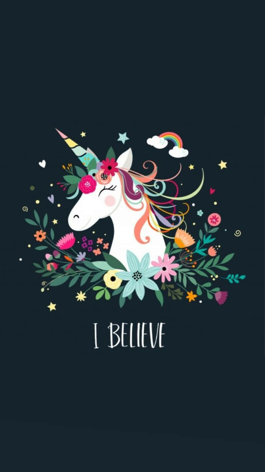 I Believe フローラル iPhone ユニコーン 壁紙